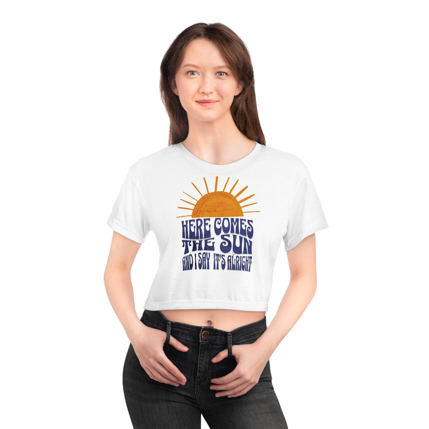 Lyrics Here Comes the Sun Crop Tee