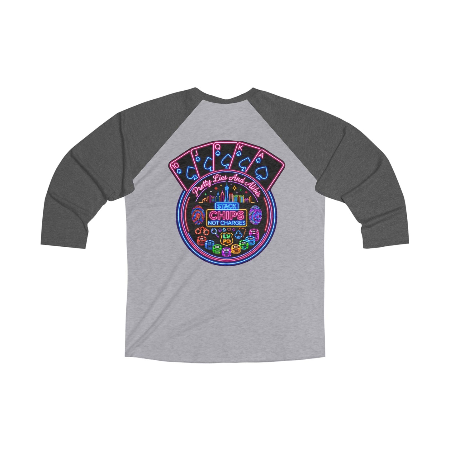 Raglan Tee — ' "Stack Chips Not Charges" Crime Con 26'