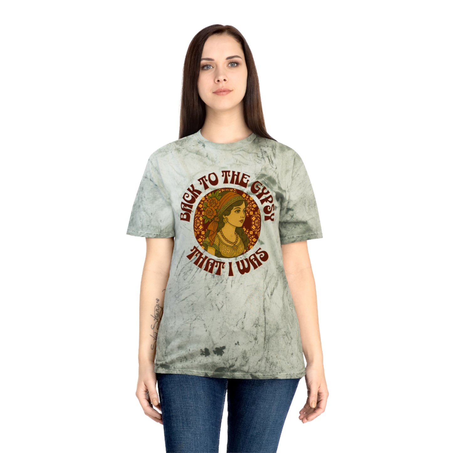 Color Blast V-Neck Lyrics Tee - Back To The Gypsy That I Was - New 2025