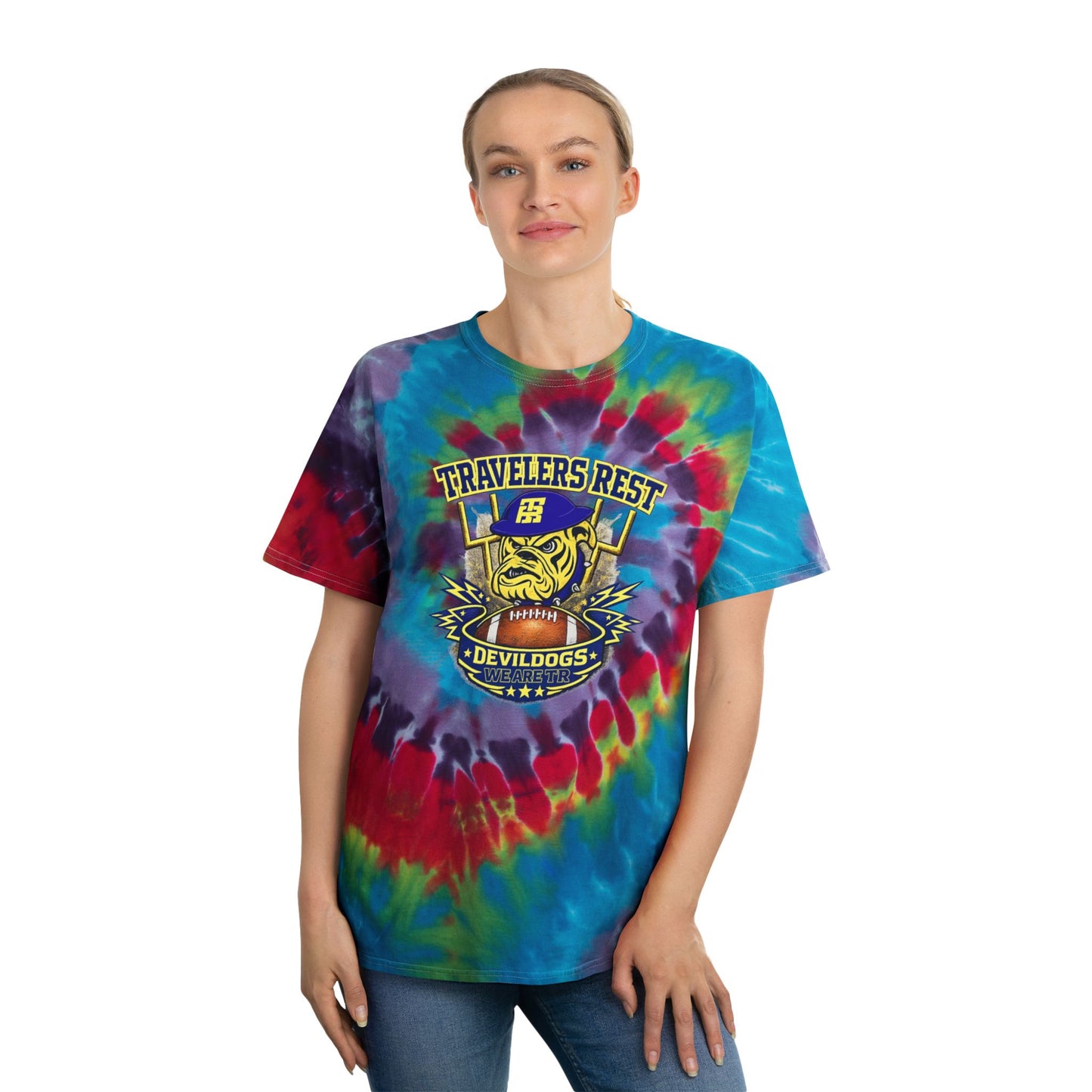 Travelers Rest Devildogs Spiral Tie-Dye Tee - TR Colorful Retro Spiral Tee