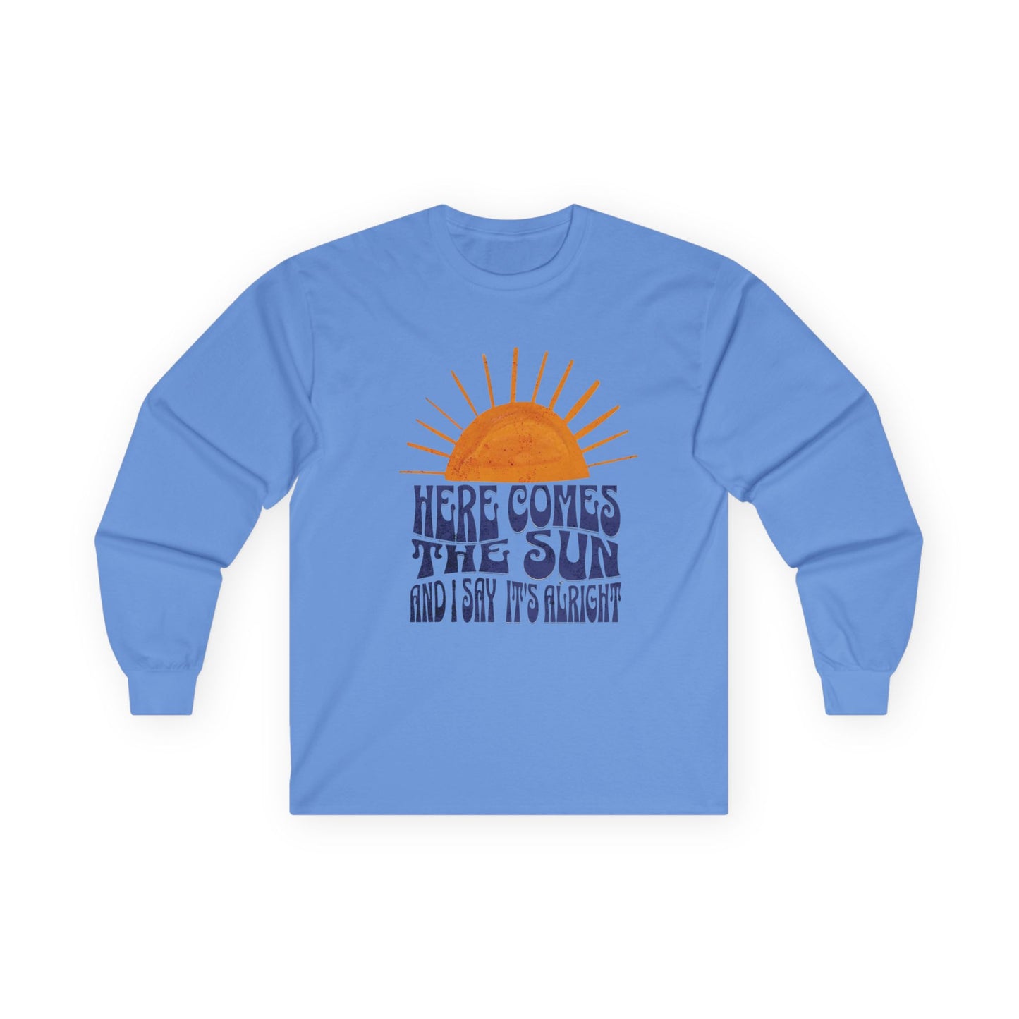 New Unisex Long Sleeve Tee - 'Here Comes The Sun' Lyrics