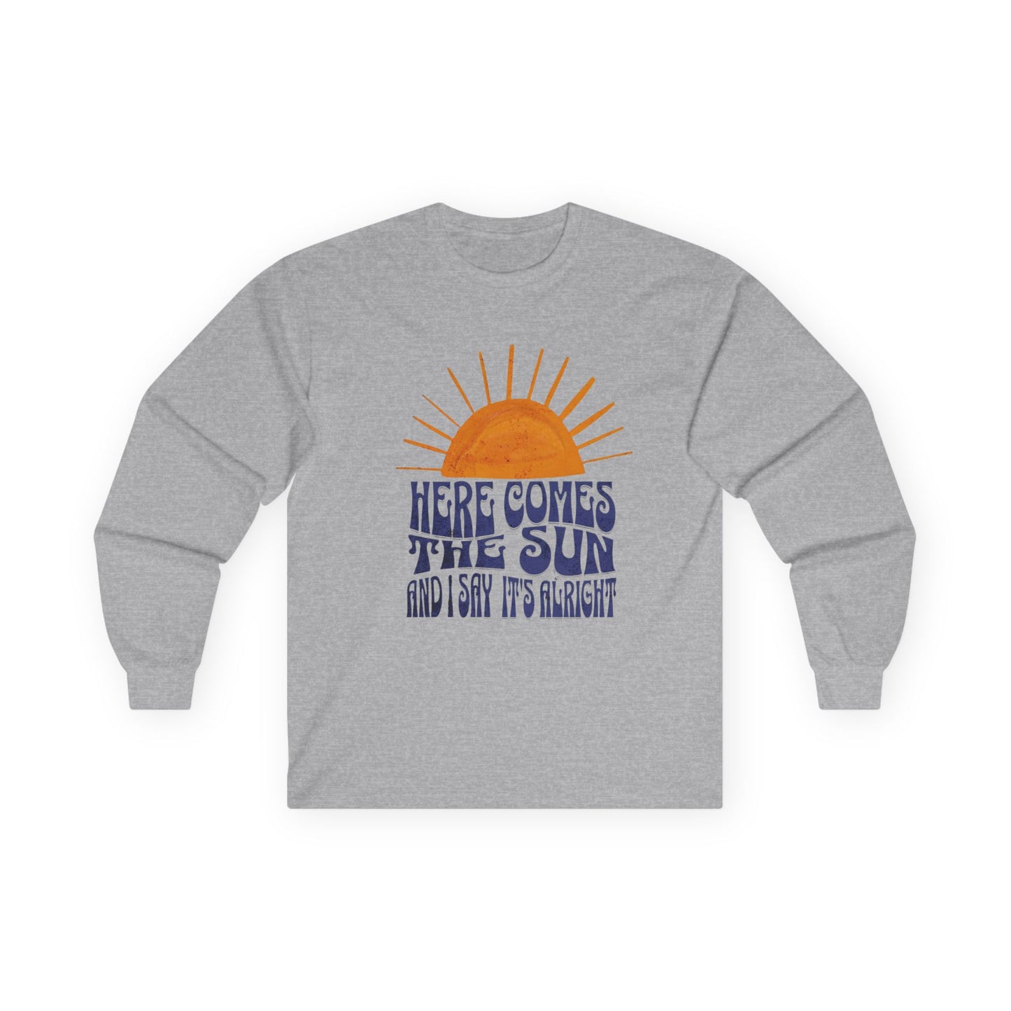 New Unisex Long Sleeve Tee - 'Here Comes The Sun' Lyrics