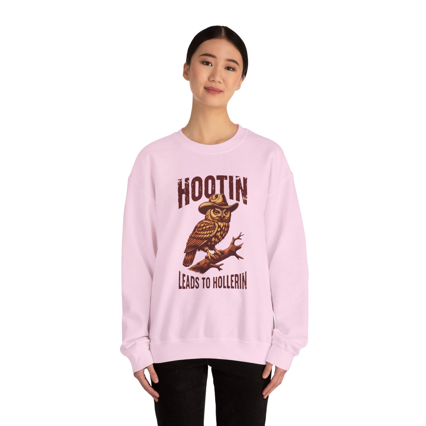 NEW Crewneck Sweatshirt — 'Hootin Leads to Hollerin' Vintage Owl