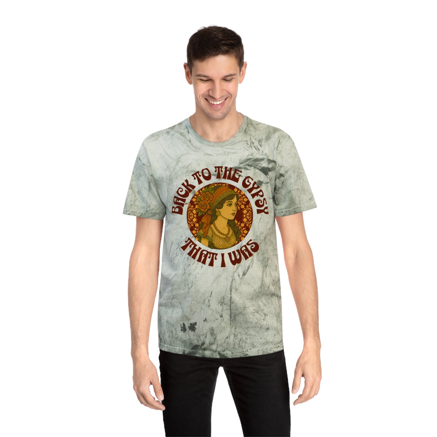 Color Blast V-Neck Lyrics Tee - Back To The Gypsy That I Was - New 2025