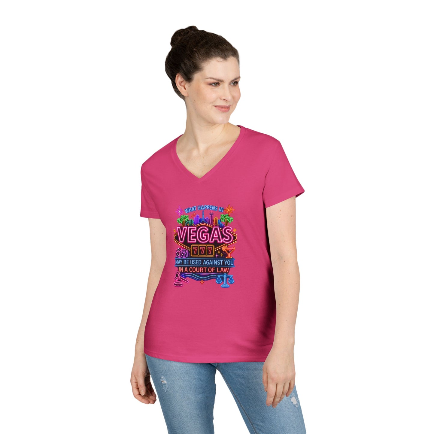 V-Neck T-Shirt – "What Happens in Vegas" No Logo