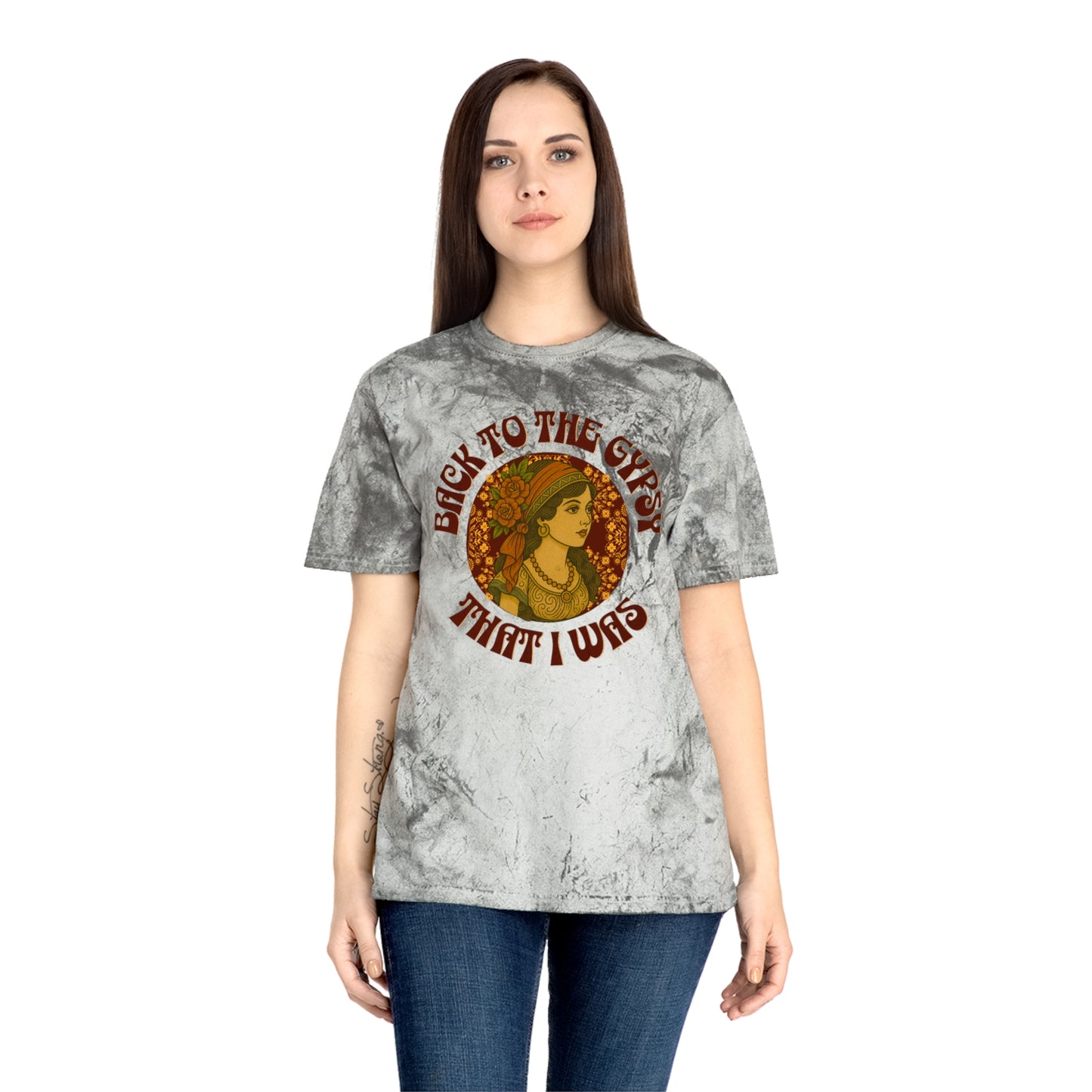 Color Blast V-Neck Lyrics Tee - Back To The Gypsy That I Was - New 2025