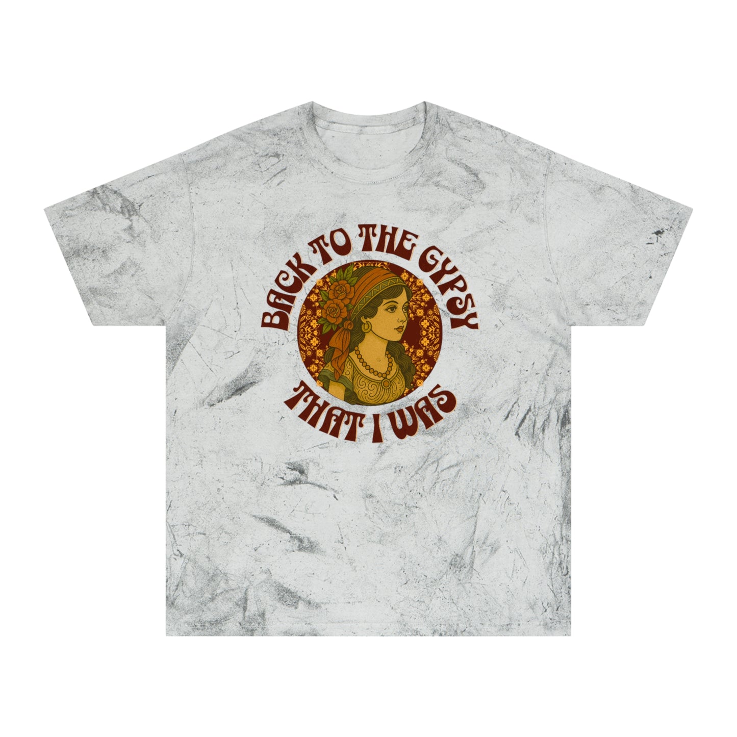 Color Blast V-Neck Lyrics Tee - Back To The Gypsy That I Was - New 2025