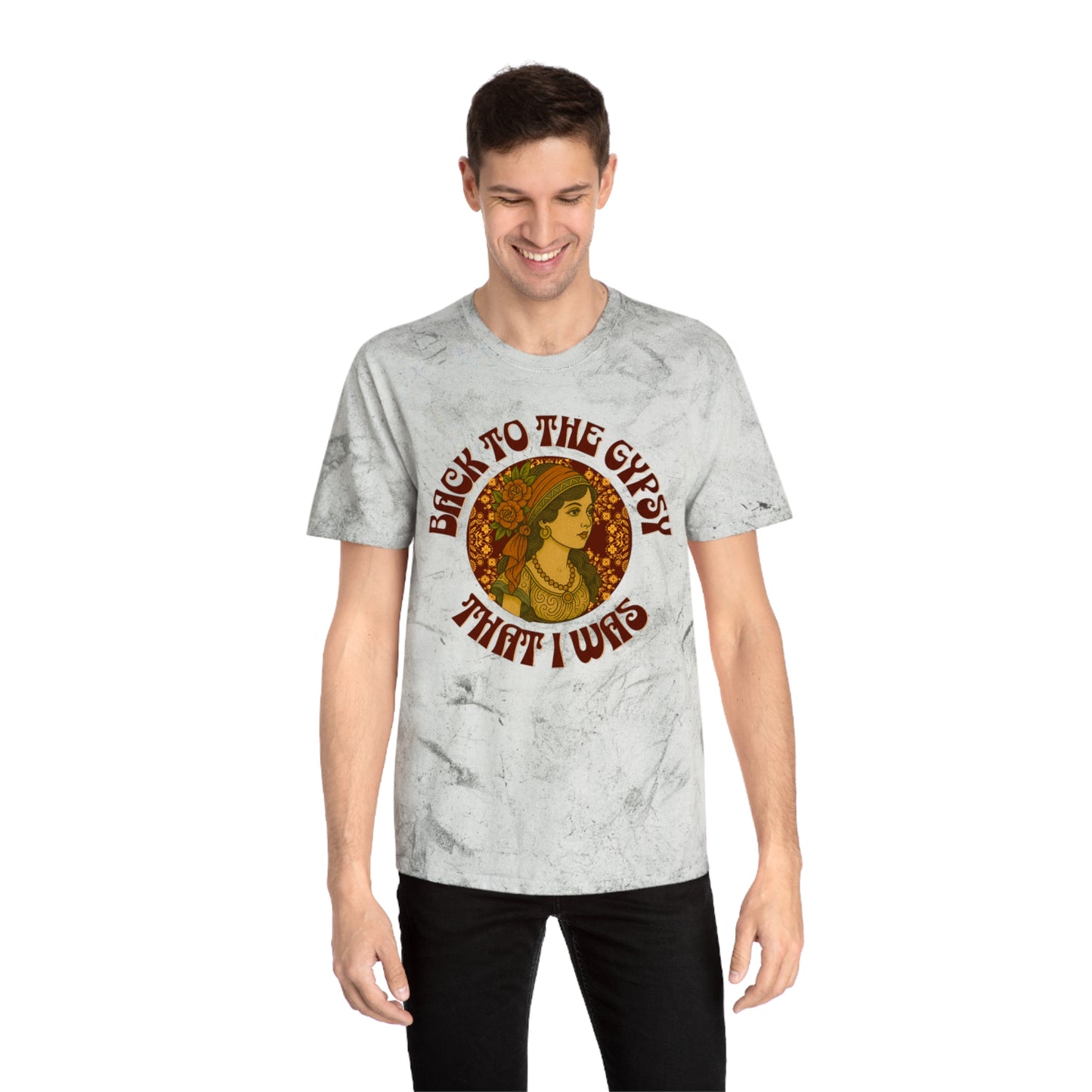 Color Blast V-Neck Lyrics Tee - Back To The Gypsy That I Was - New 2025