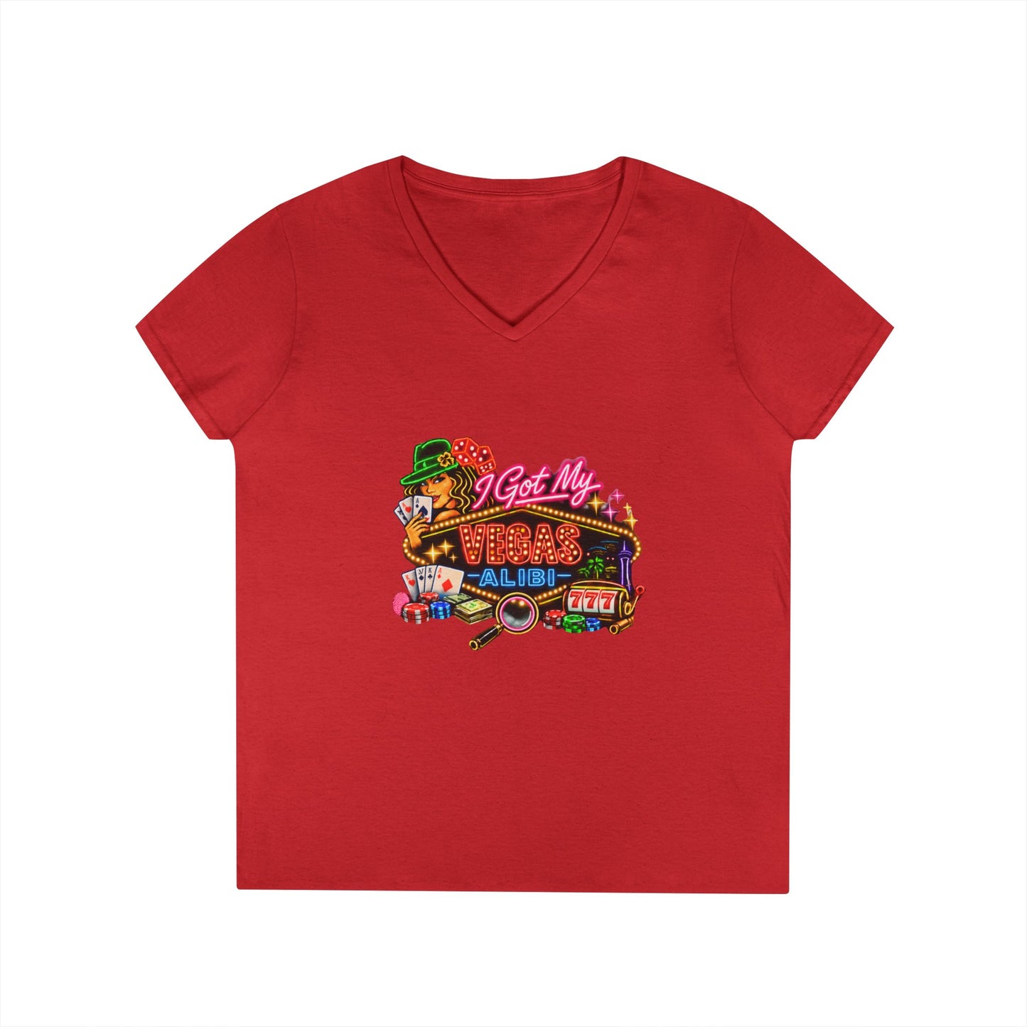 I Got My Vegas Alibi - Ladies' V-Neck T-Shirt (No Logo)