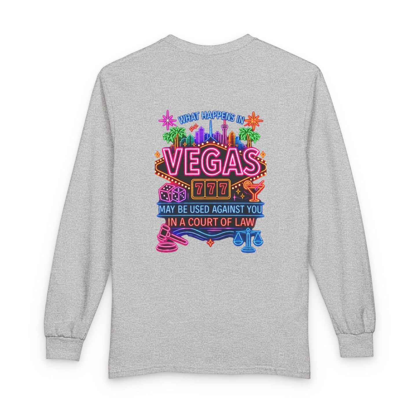 Vegas Neon Retro Long Sleeve Tee — "What Happens In Vegas" Crime Con 26'