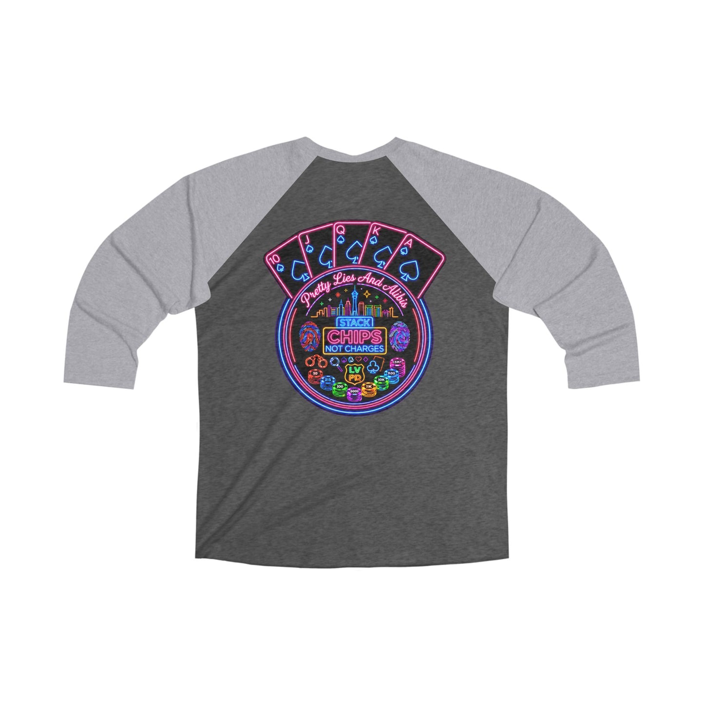 Raglan Tee — ' "Stack Chips Not Charges" Crime Con 26'