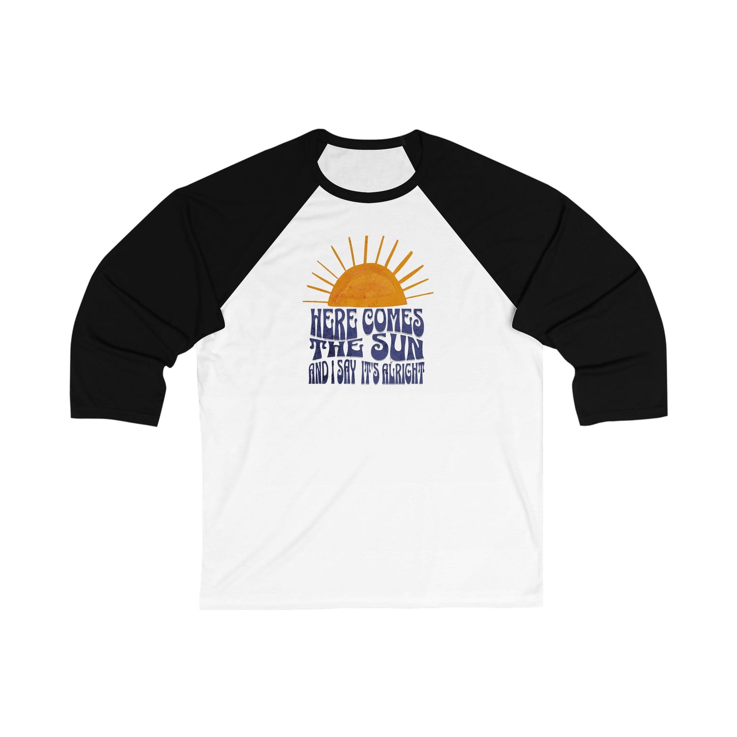 New Lyrics - Here Comes the Sun Unisex 3/4 Sleeve Baseball Tee
