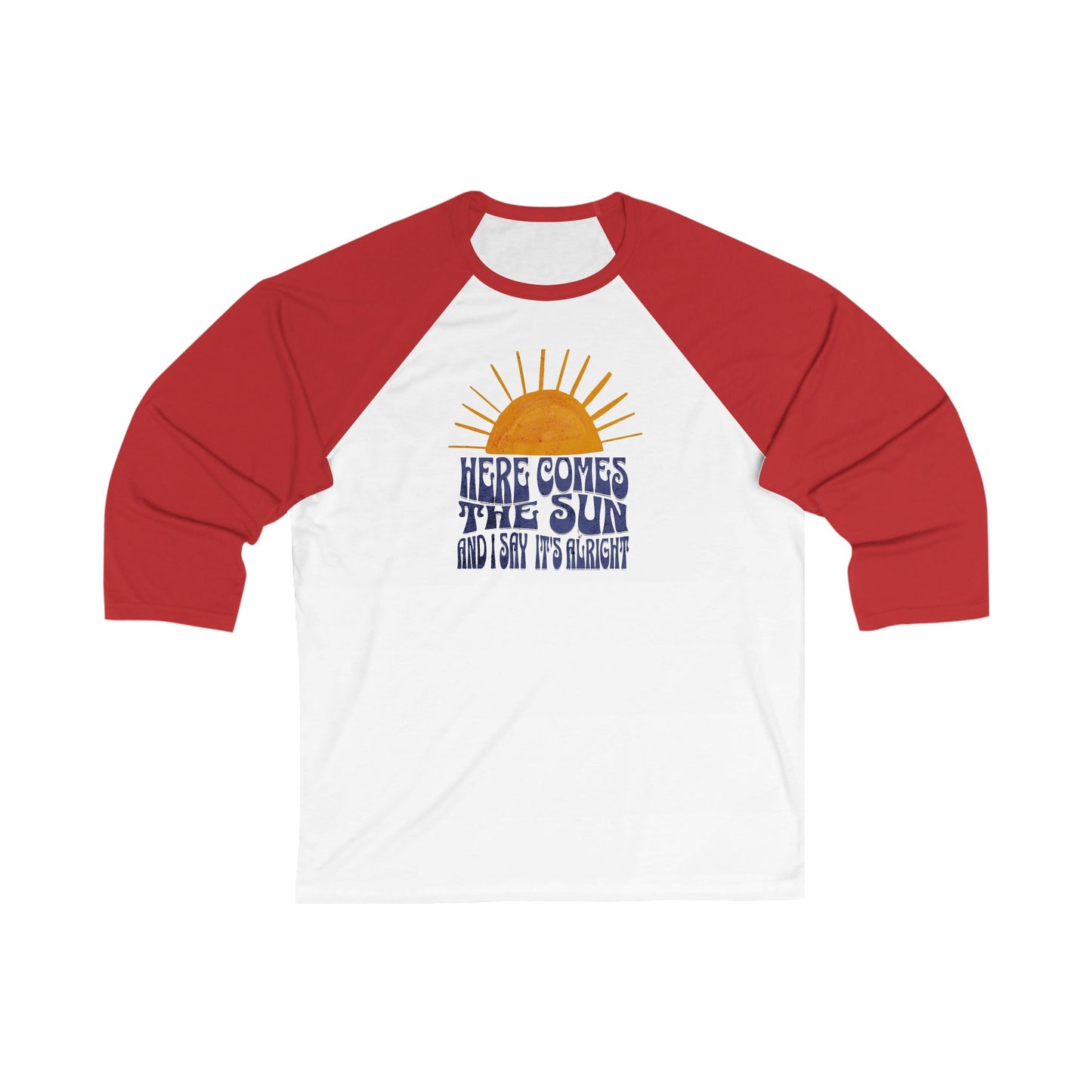 New Lyrics - Here Comes the Sun Unisex 3/4 Sleeve Baseball Tee