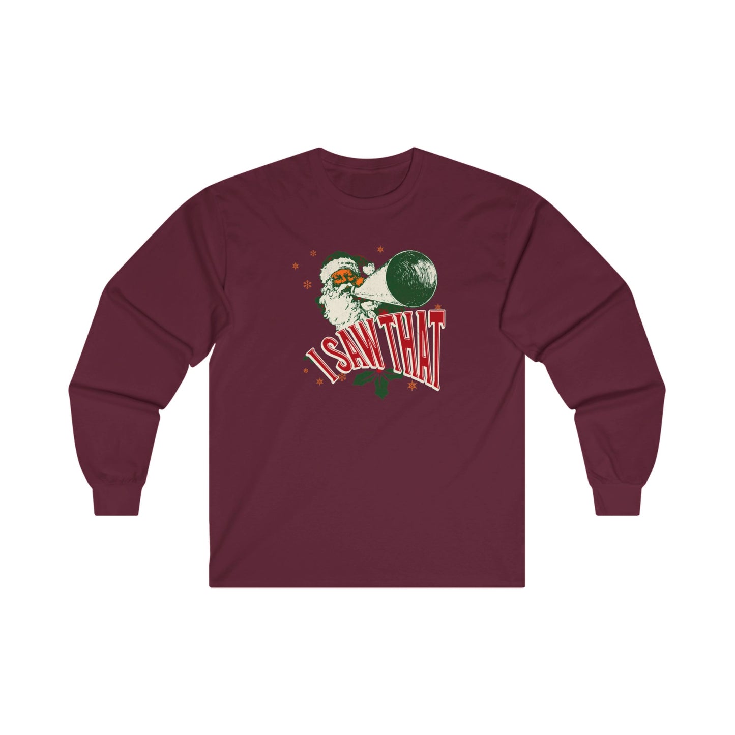 I Saw That Christmas Long Sleeve Tee - Unisex Red Holiday Shirt