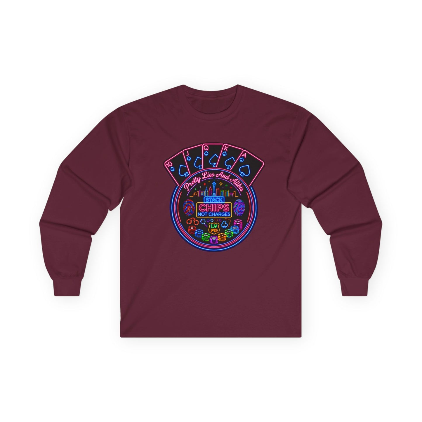 Long Sleeve Tee — "Stack Chips Not Charges" (No Logo)