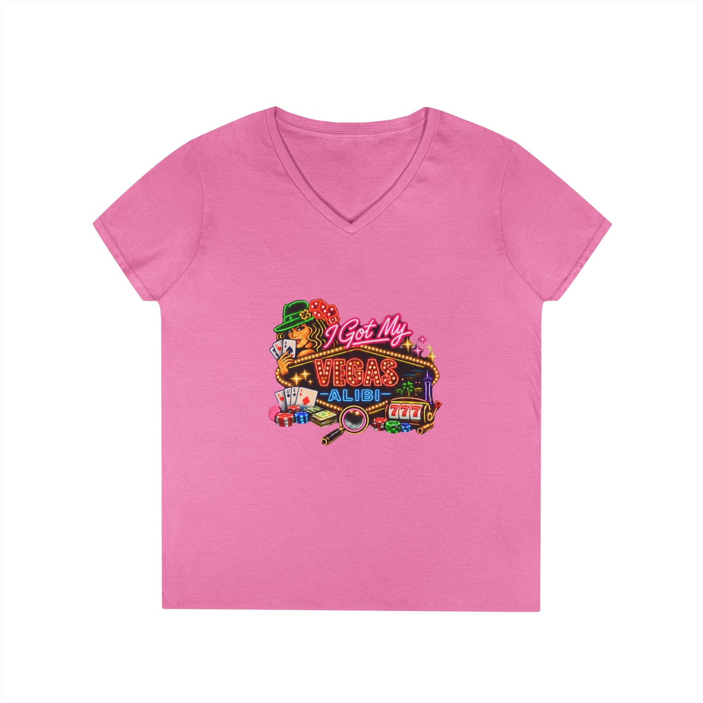I Got My Vegas Alibi - Ladies' V-Neck T-Shirt (No Logo)