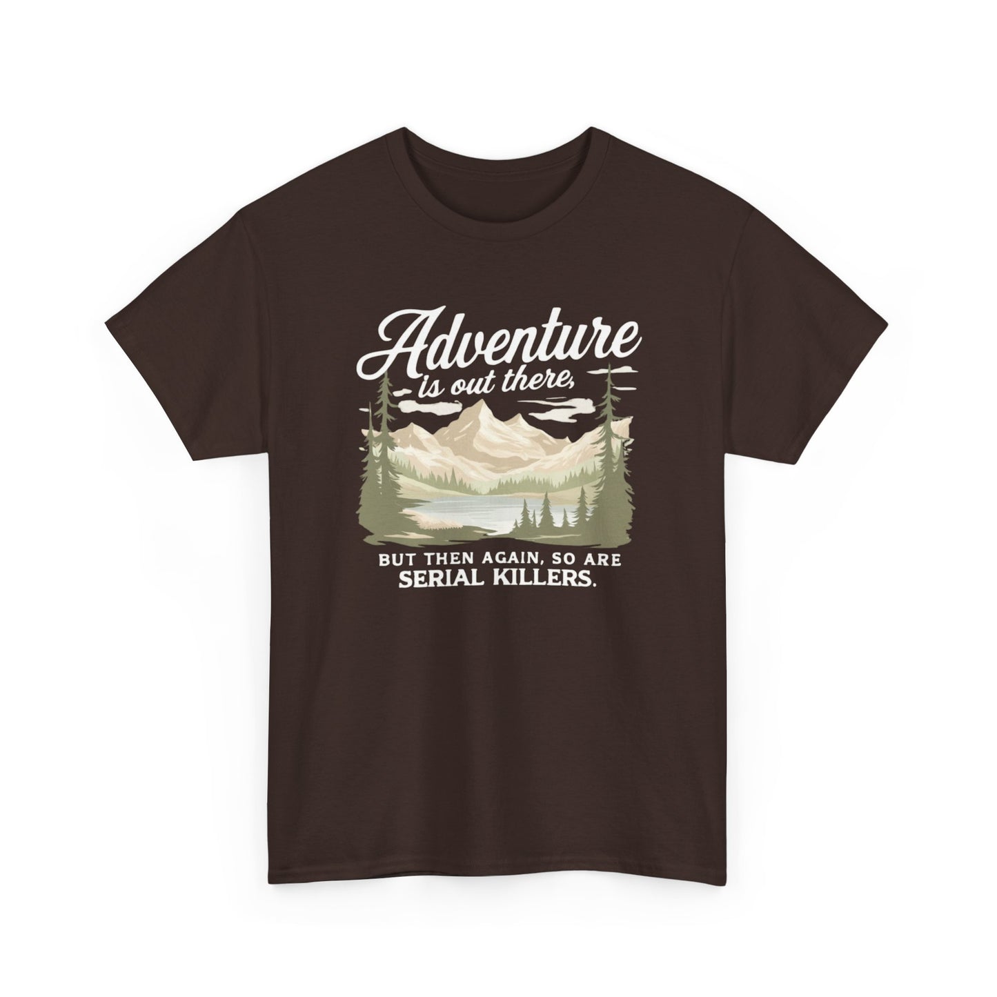Adventure Is Out There Tee — Retro Mountain Camping Graphic T‑Shirt