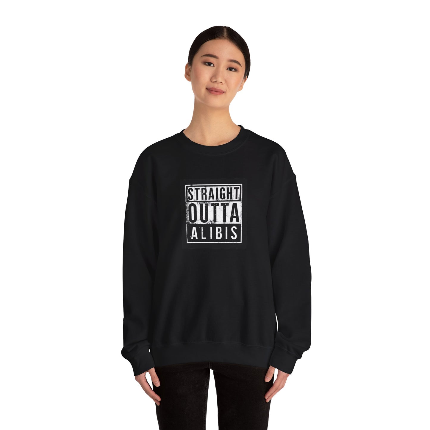 NEW! Retro Straight Outta Alibis Unisex Heavy Blend™ Crewneck Sweatshirt - Fun & Casual Fashion