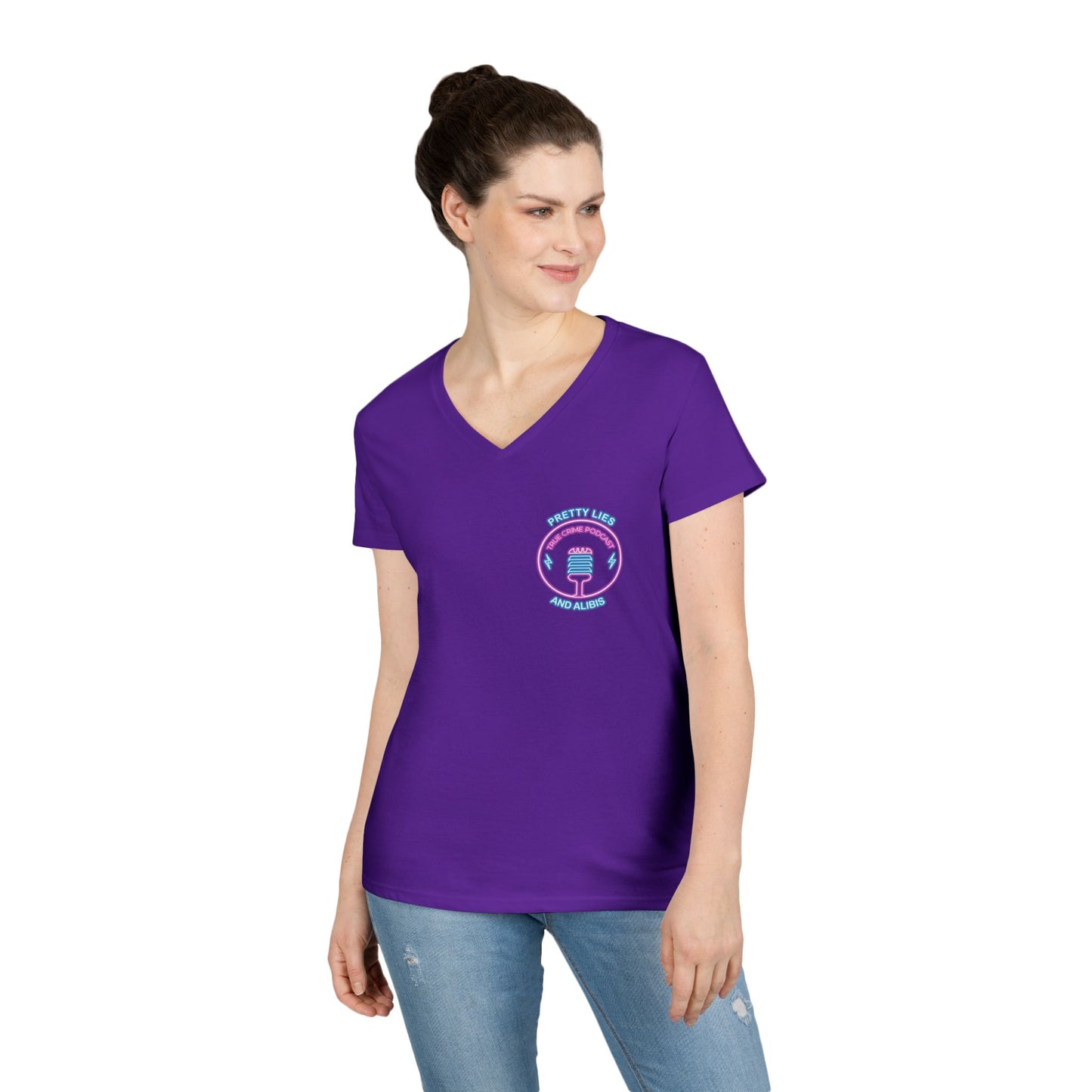 ' V-Neck T-Shirt — "What Happens in Vegas" Crime Con 26' Neon Graphic V-Neck Tee