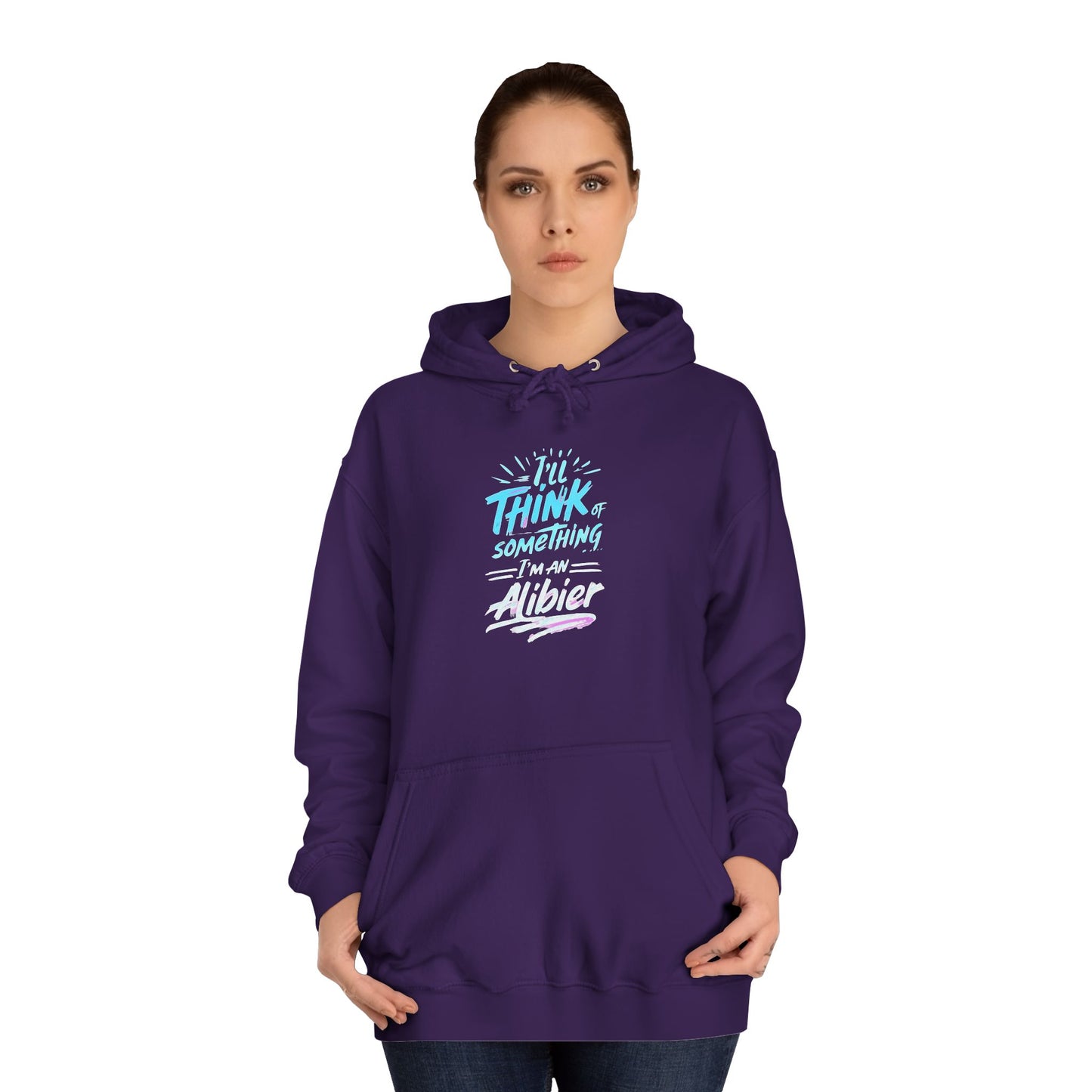 New! Alibier  Unisex College Hoodie - 'I'll Think of Something' Design