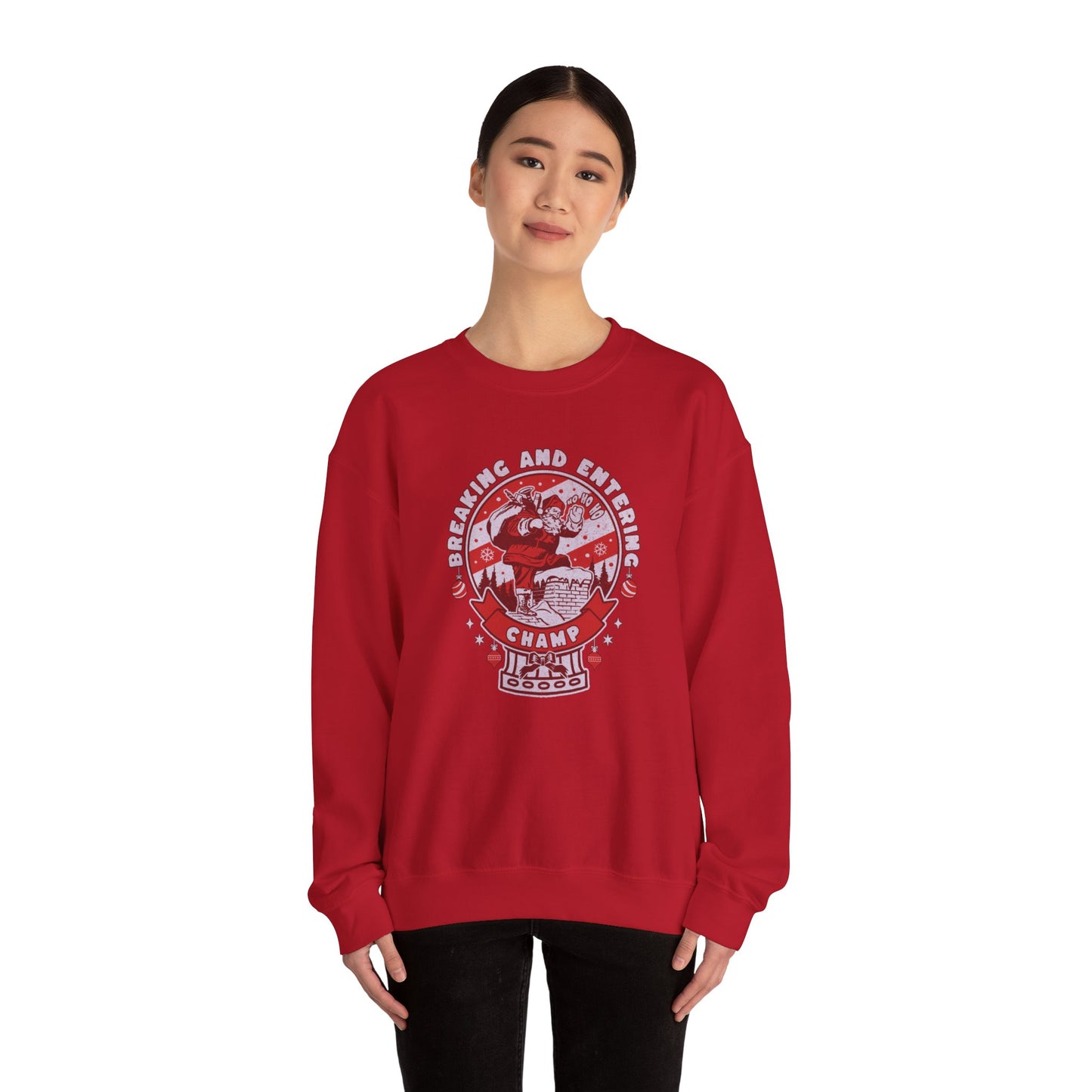 new! Christmas Breaking and Entering Champ Unisex Crewneck Sweatshirt - Fun & Cozy Gift for Gamers