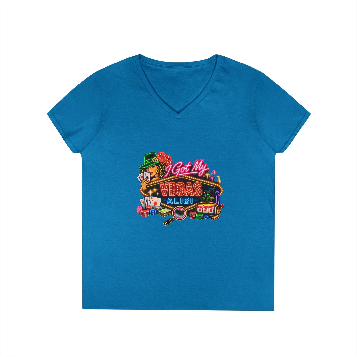 I Got My Vegas Alibi - Ladies' V-Neck T-Shirt (No Logo)