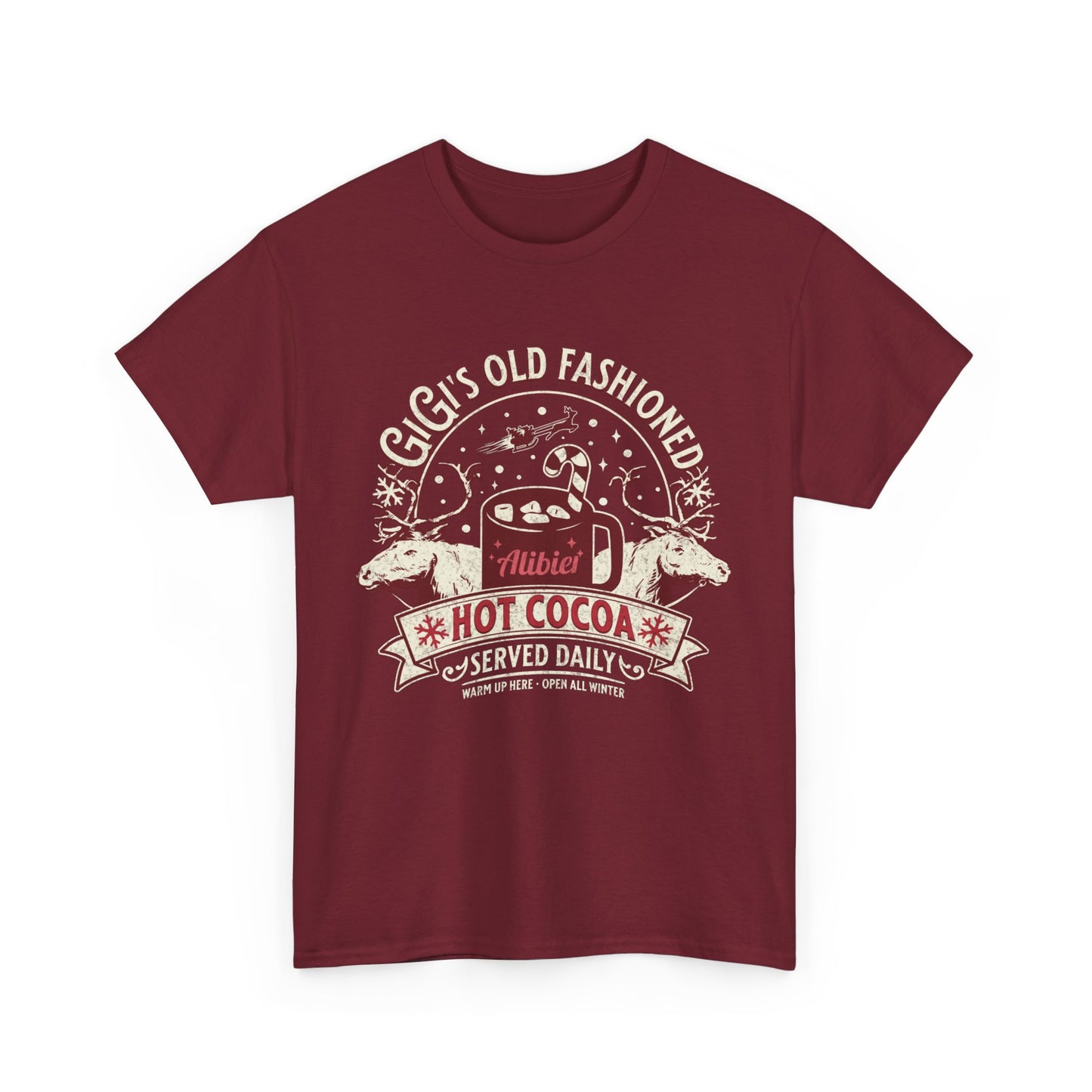 Christmas Vintage Hot Cocoa Unisex Heavy Cotton Tee - Perfect for Winter and Holiday Cheer