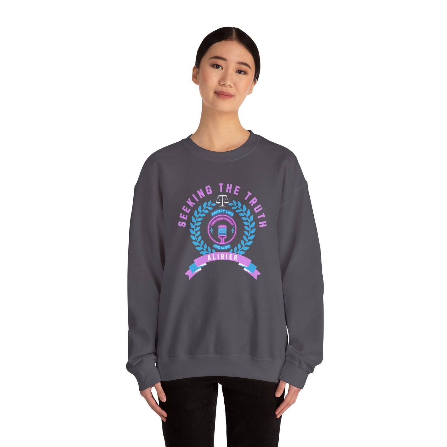 Alibier Logo Seeking The Truth Unisex Heavy Blend™ Crewneck Sweatshirt