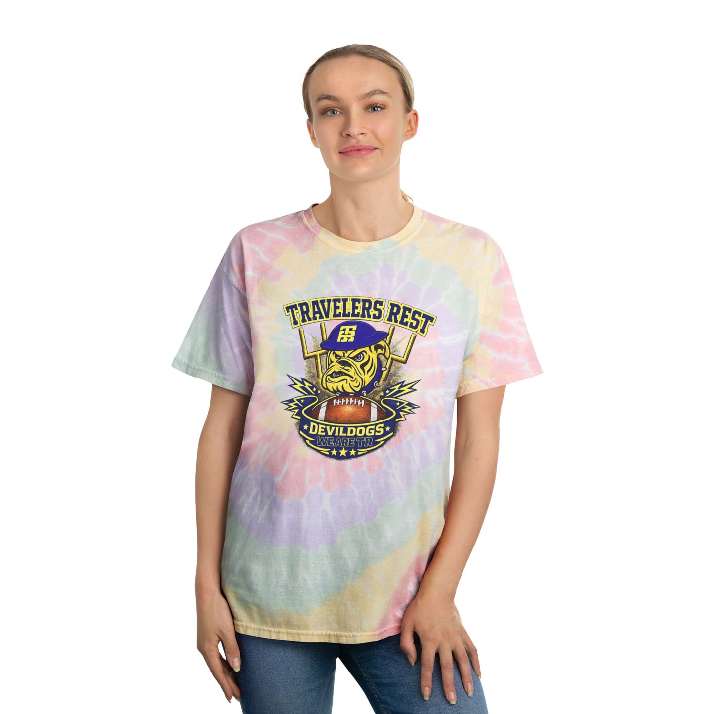 Travelers Rest Devildogs Spiral Tie-Dye Tee - TR Colorful Retro Spiral Tee
