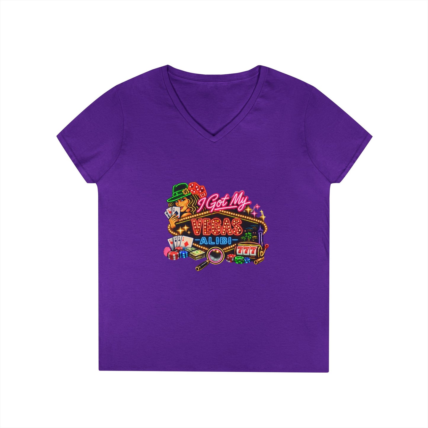 I Got My Vegas Alibi - Ladies' V-Neck T-Shirt (No Logo)