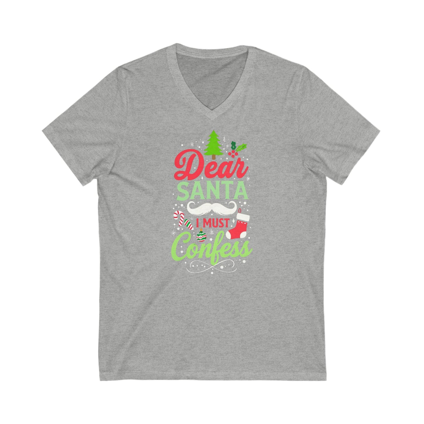 New - Dear Santa V-Neck Tee for Christmas Enthusiasts