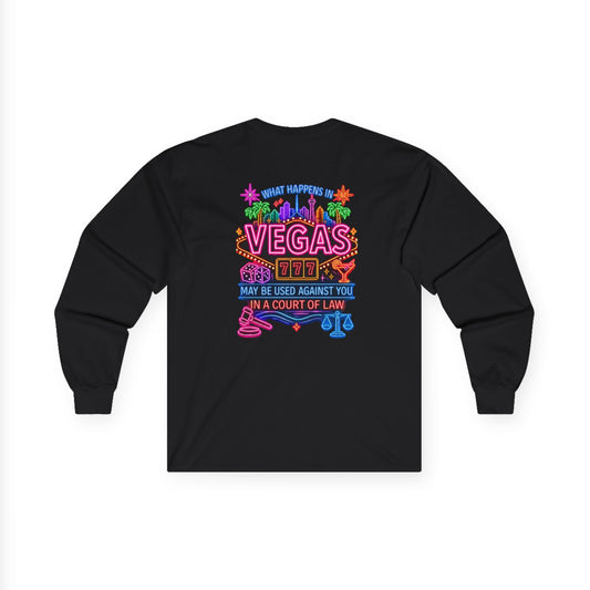 Neon 'What Happens in Vegas' Long Sleeve Tee -Crime Con 26'