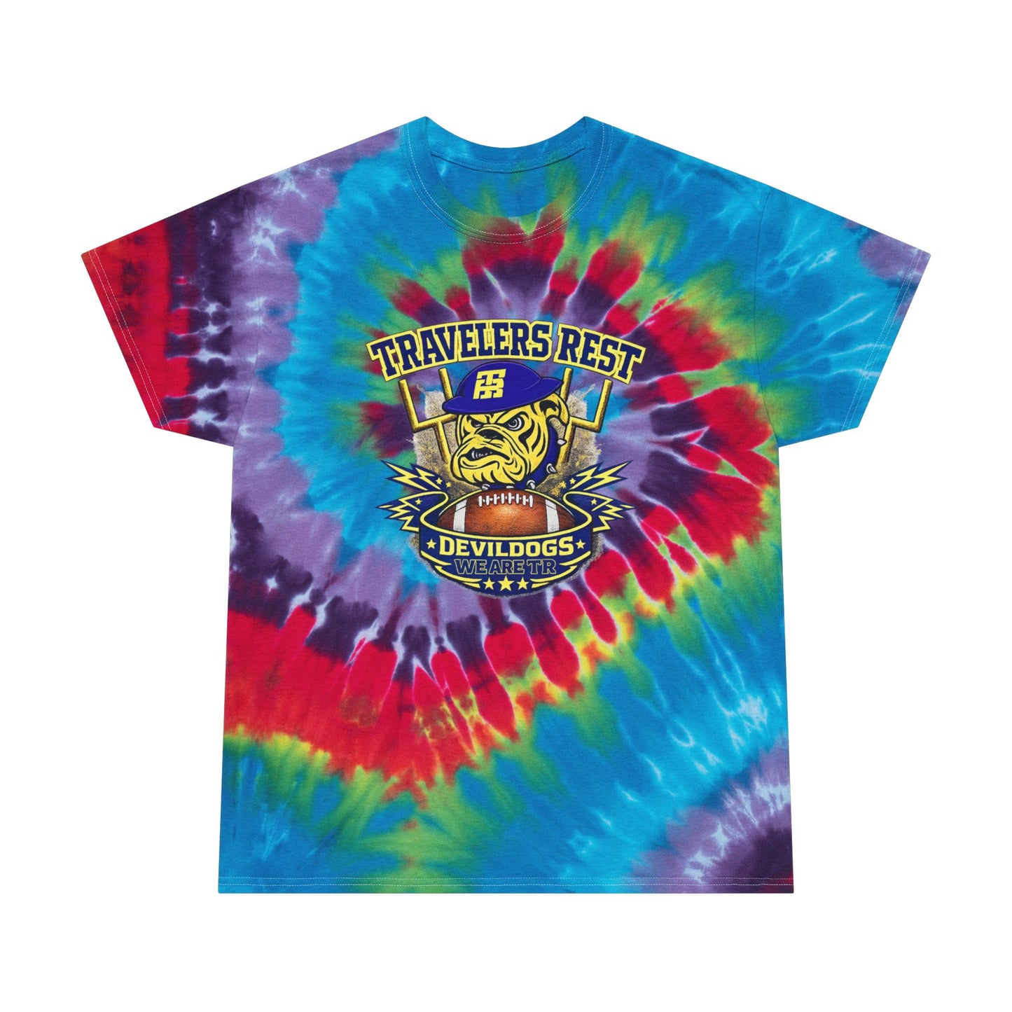 Travelers Rest Devildogs Spiral Tie-Dye Tee - TR Colorful Retro Spiral Tee