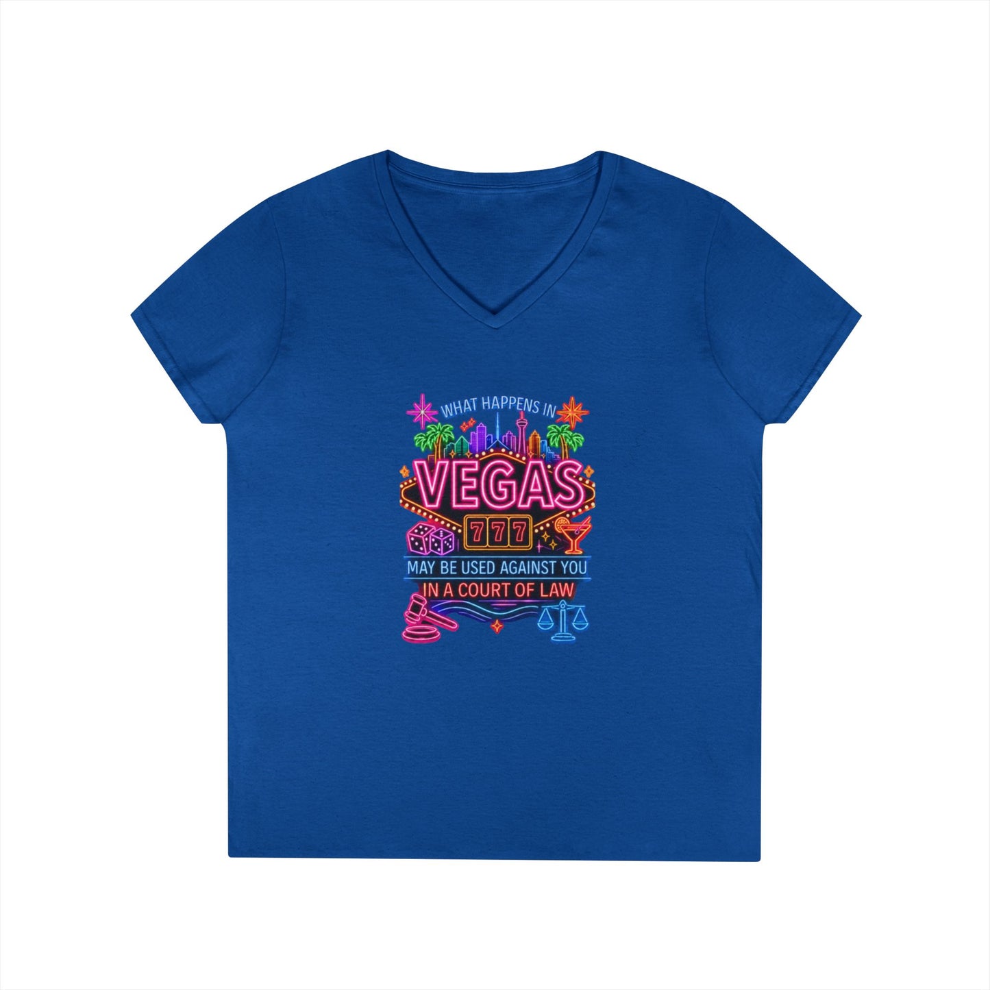 V-Neck T-Shirt – "What Happens in Vegas" No Logo