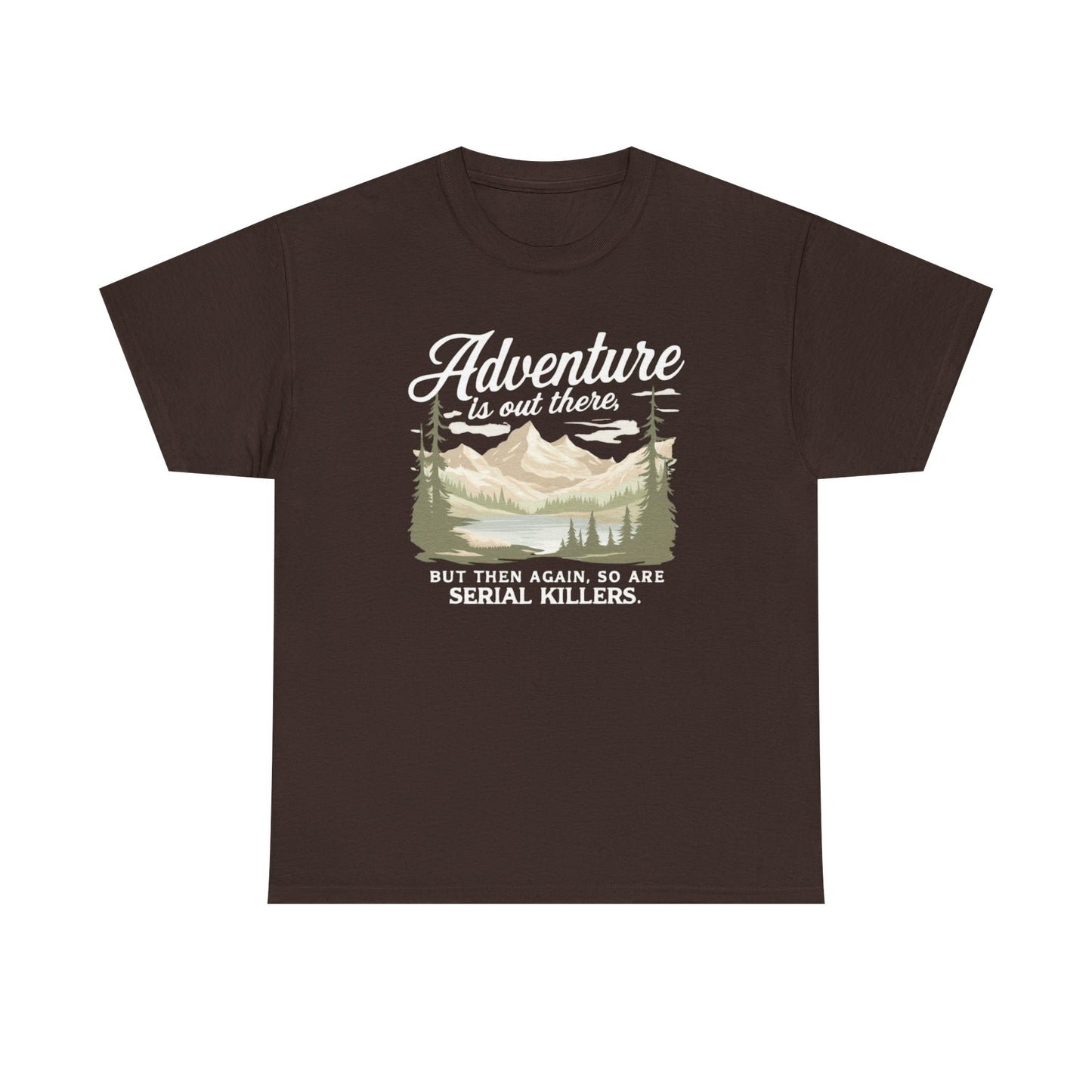 Adventure Is Out There Tee — Retro Mountain Camping Graphic T‑Shirt
