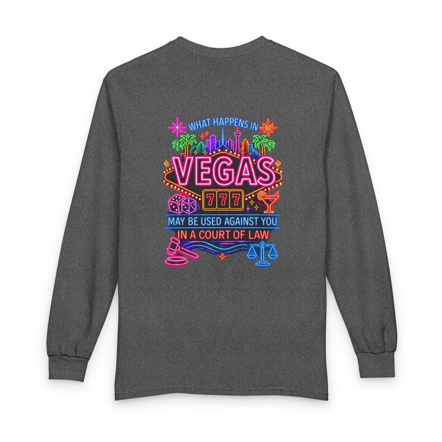 Vegas Neon Retro Long Sleeve Tee — "What Happens In Vegas" Crime Con 26'