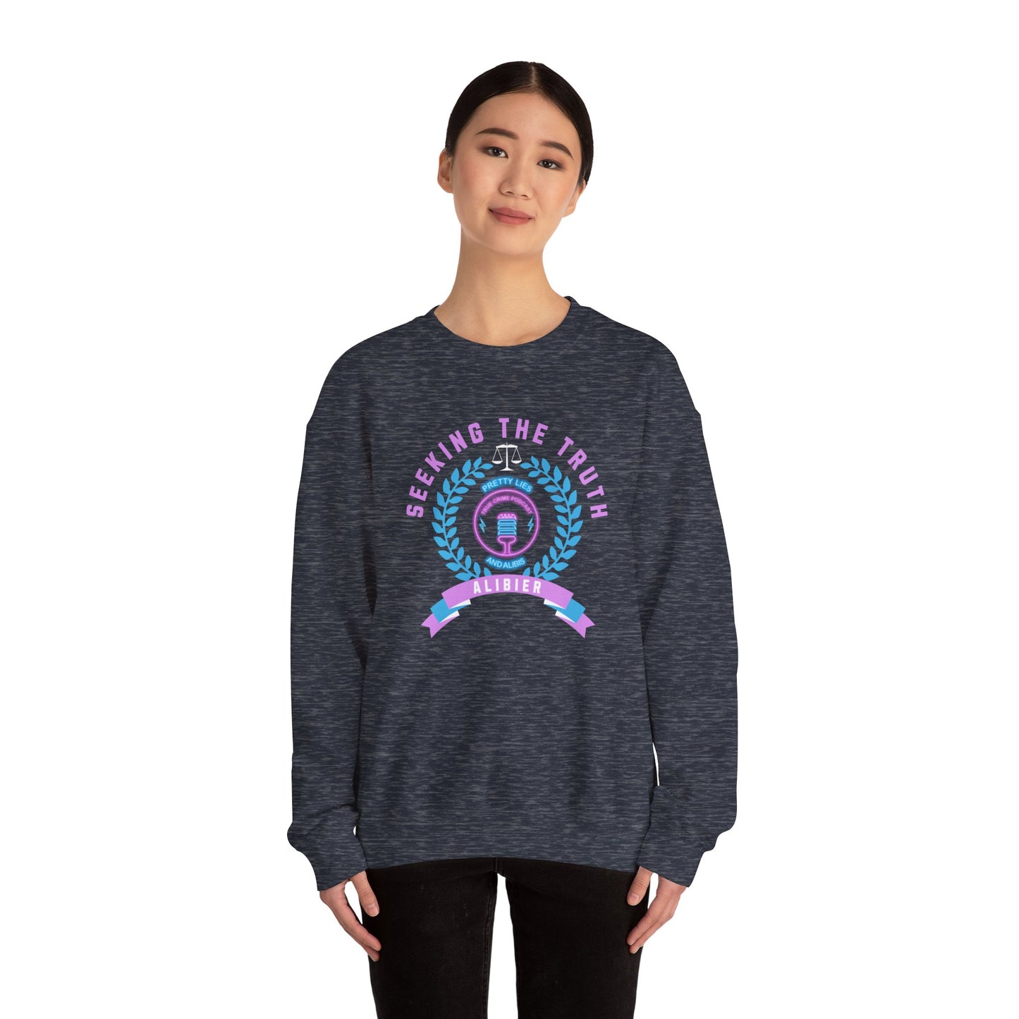 Alibier Logo Seeking The Truth Unisex Heavy Blend™ Crewneck Sweatshirt