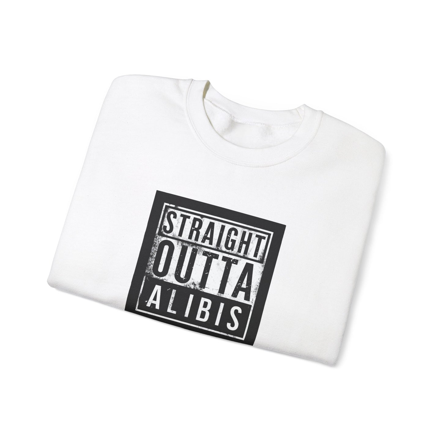 NEW! Retro Straight Outta Alibis Unisex Heavy Blend™ Crewneck Sweatshirt - Fun & Casual Fashion