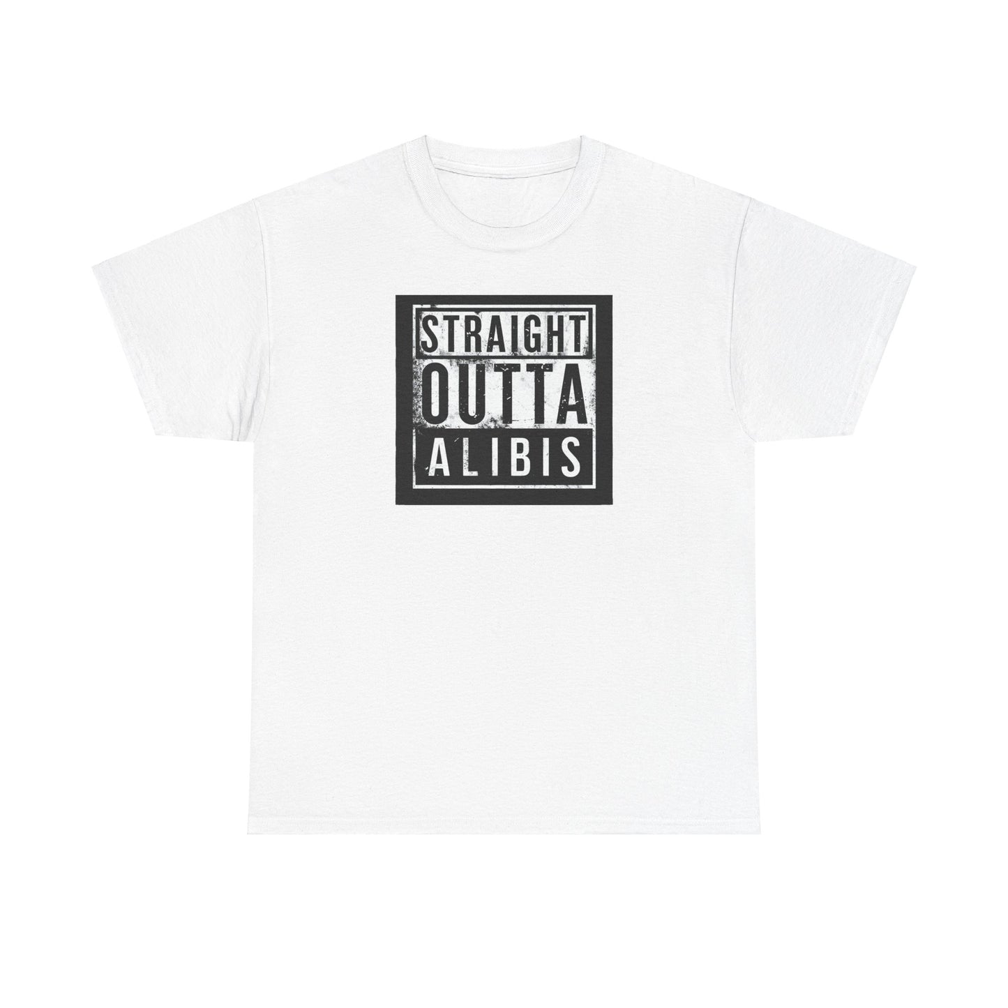 NEW! Retro Straight Outta Alibis Unisex Heavy Cotton Tee - Casual Streetwear T-Shirt