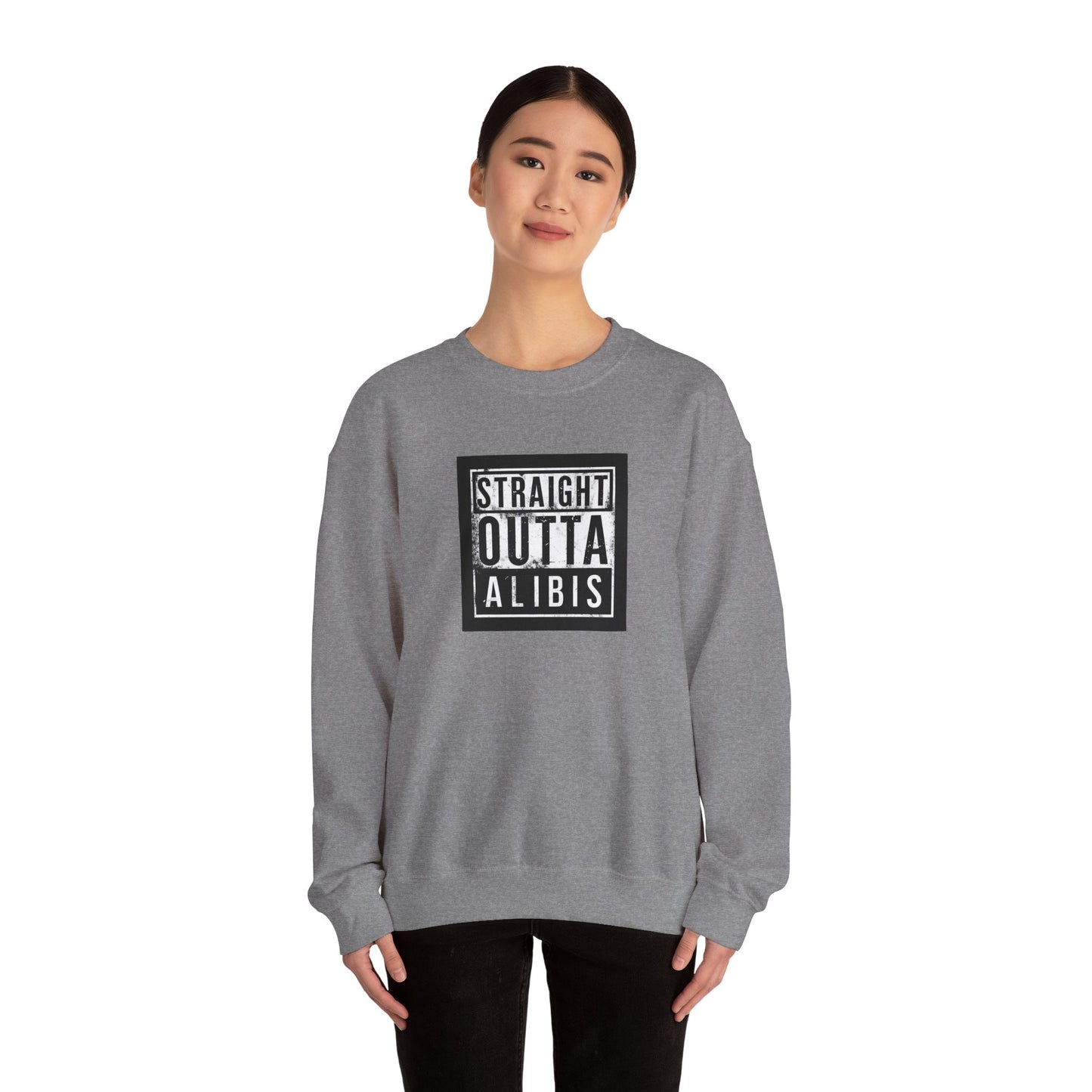 NEW! Retro Straight Outta Alibis Unisex Heavy Blend™ Crewneck Sweatshirt - Fun & Casual Fashion