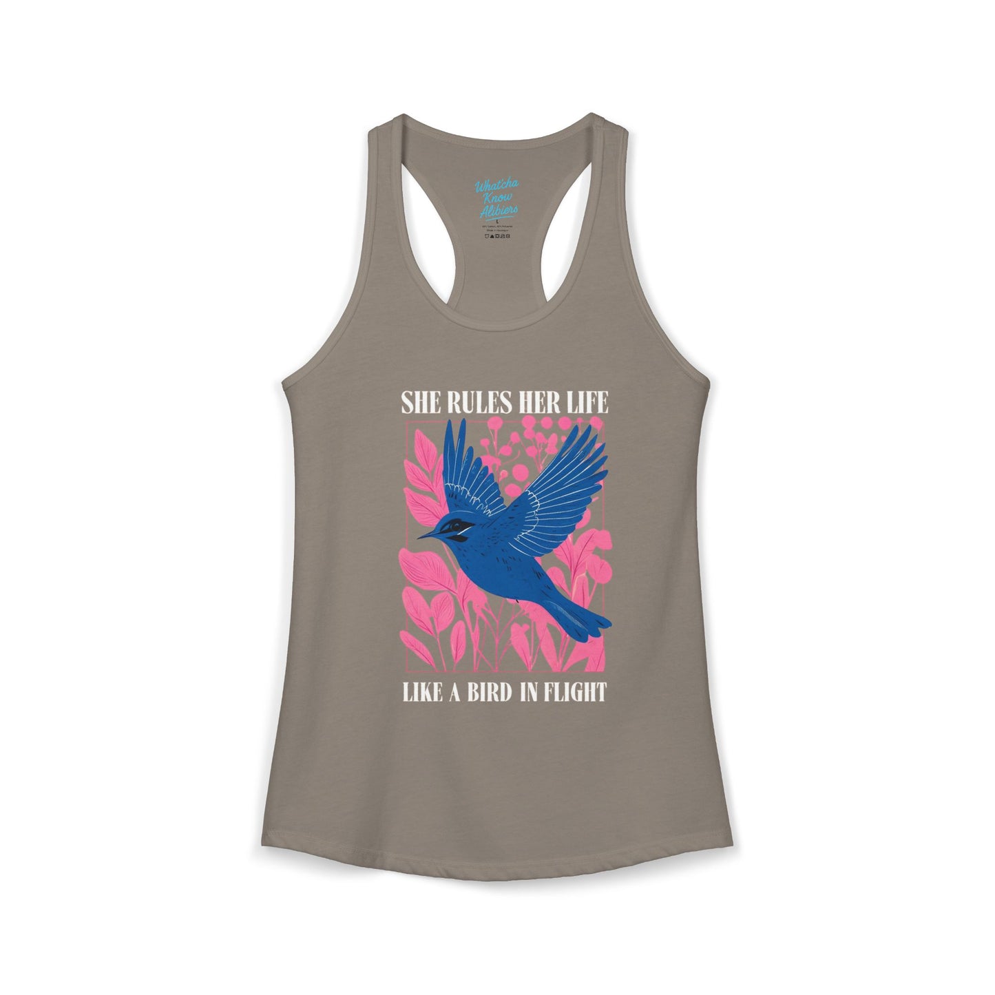 Women's Ideal Racerback Tank - Lyrics "She Rules Her Life Like A Bird In Flight" New