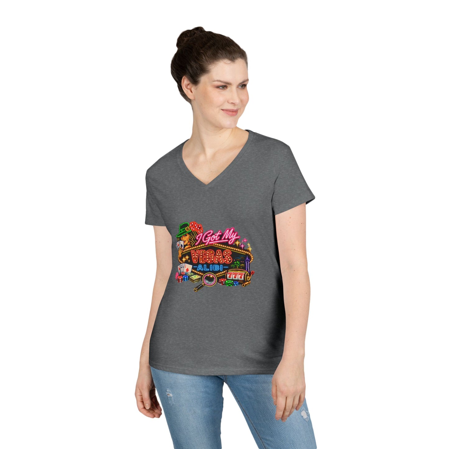 I Got My Vegas Alibi - Ladies' V-Neck T-Shirt (No Logo)