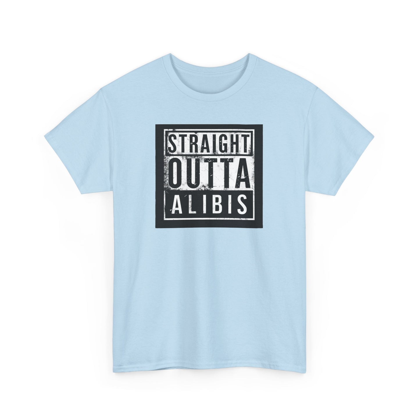 NEW! Retro Straight Outta Alibis Unisex Heavy Cotton Tee - Casual Streetwear T-Shirt