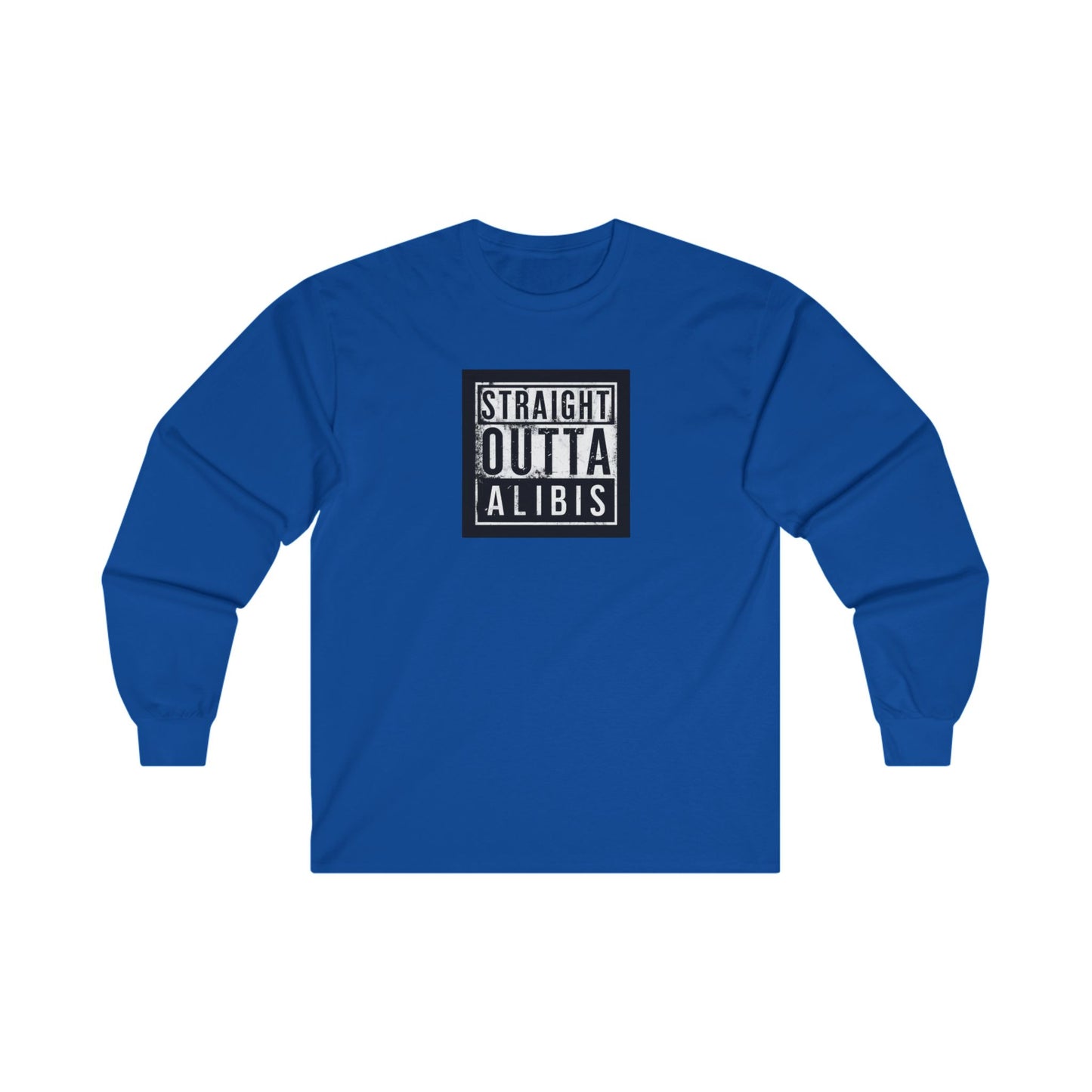 NEW! Retro Straight Outta Alibis Unisex Long Sleeve Tee | Comfy Casual Wear for Fun Occasions