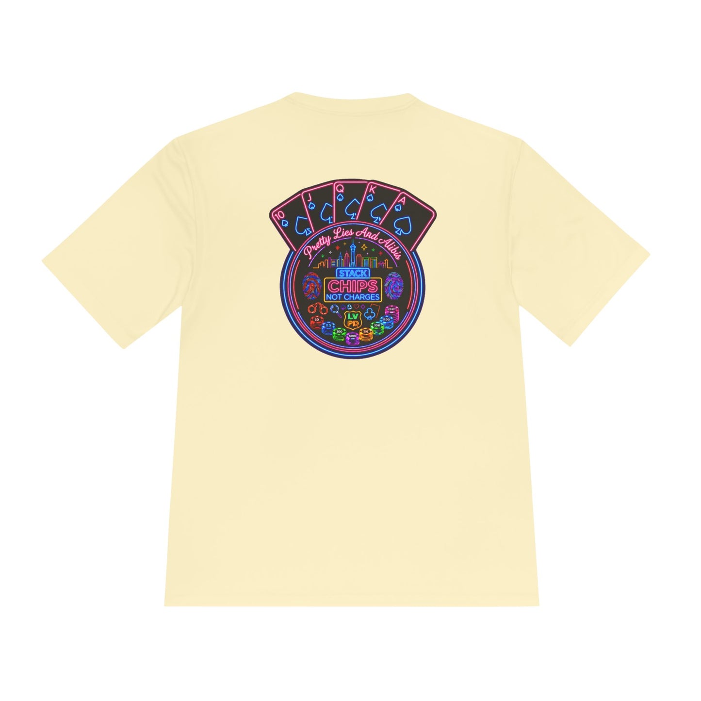 Moisture-Wicking Tee — "Stack Chips Not Charges" Crime Con 26'