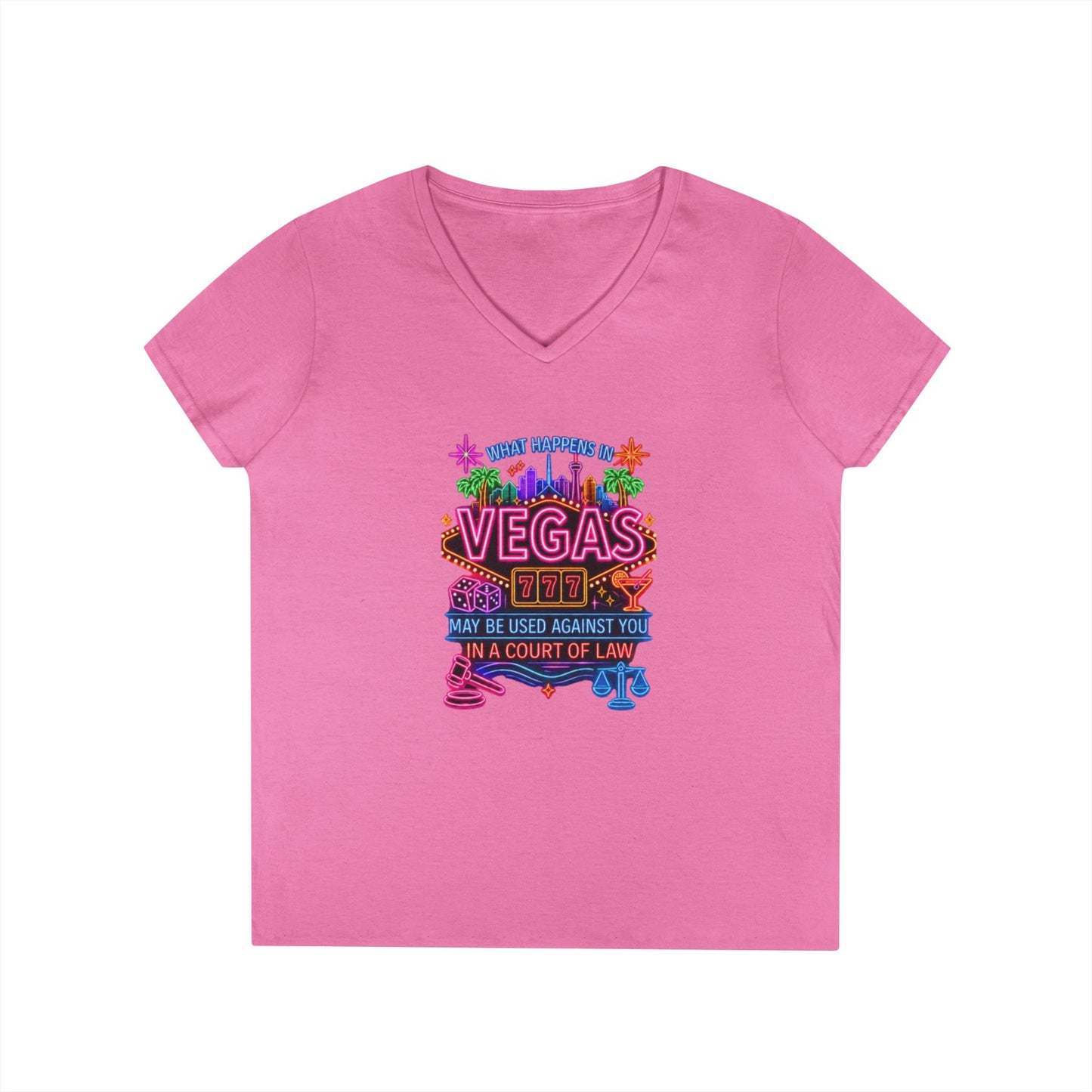 V-Neck T-Shirt – "What Happens in Vegas" No Logo
