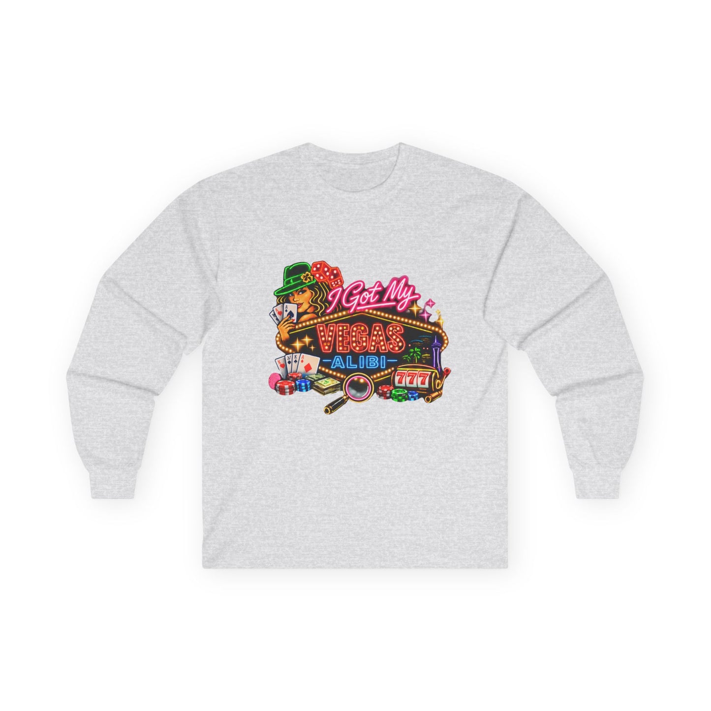 Long Sleeve Tee — "I Got My Vegas Alibi'" (No Logo)