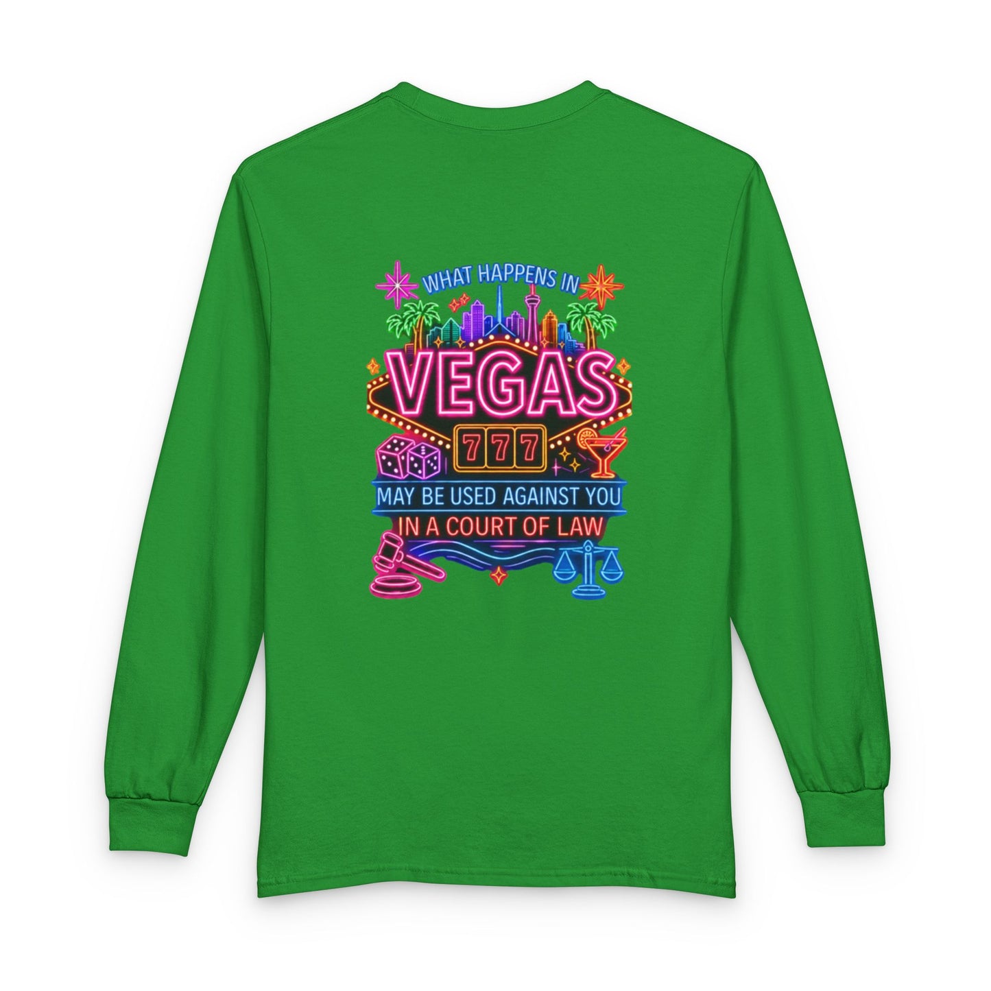 Vegas Neon Retro Long Sleeve Tee — "What Happens In Vegas" Crime Con 26'