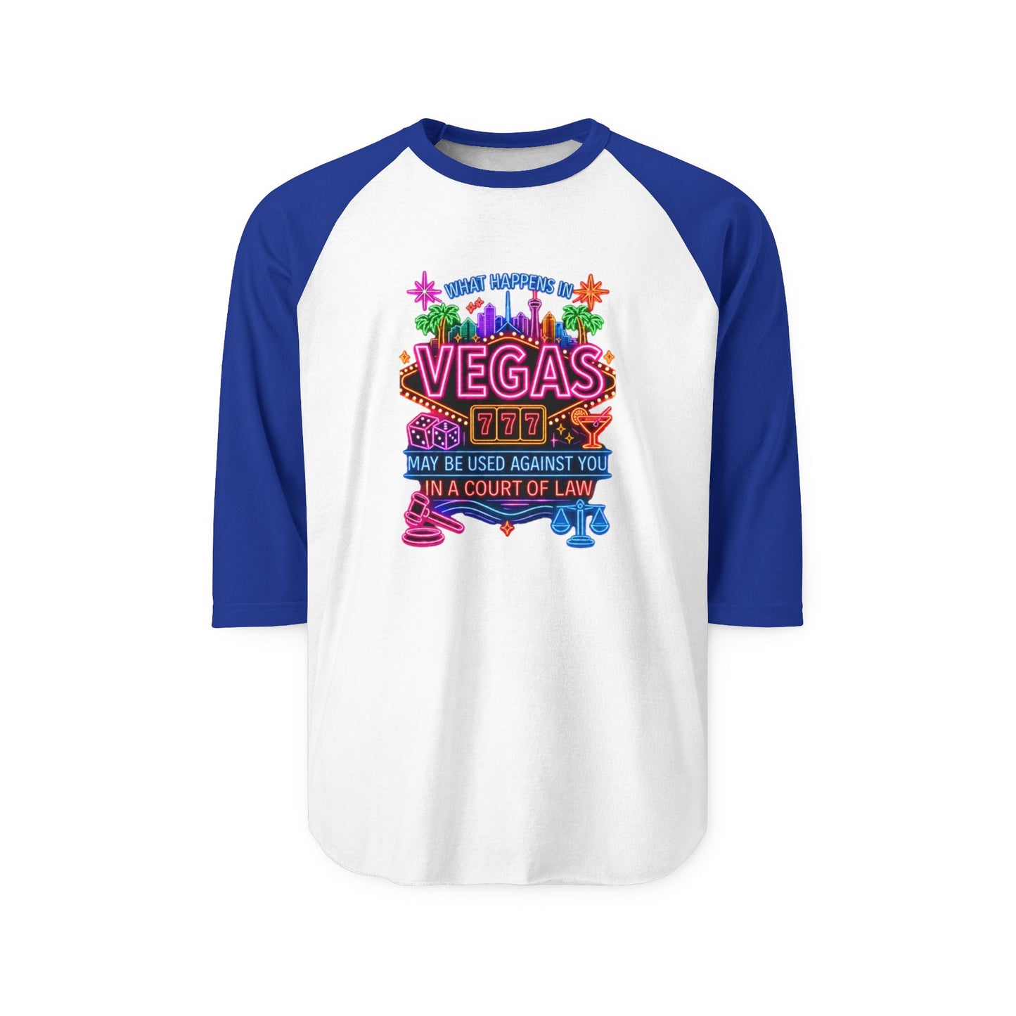 Las Vegas Neon Badge Raglan Shirt  "What Happens In Vegas" Crime Con 26' (Design 2)