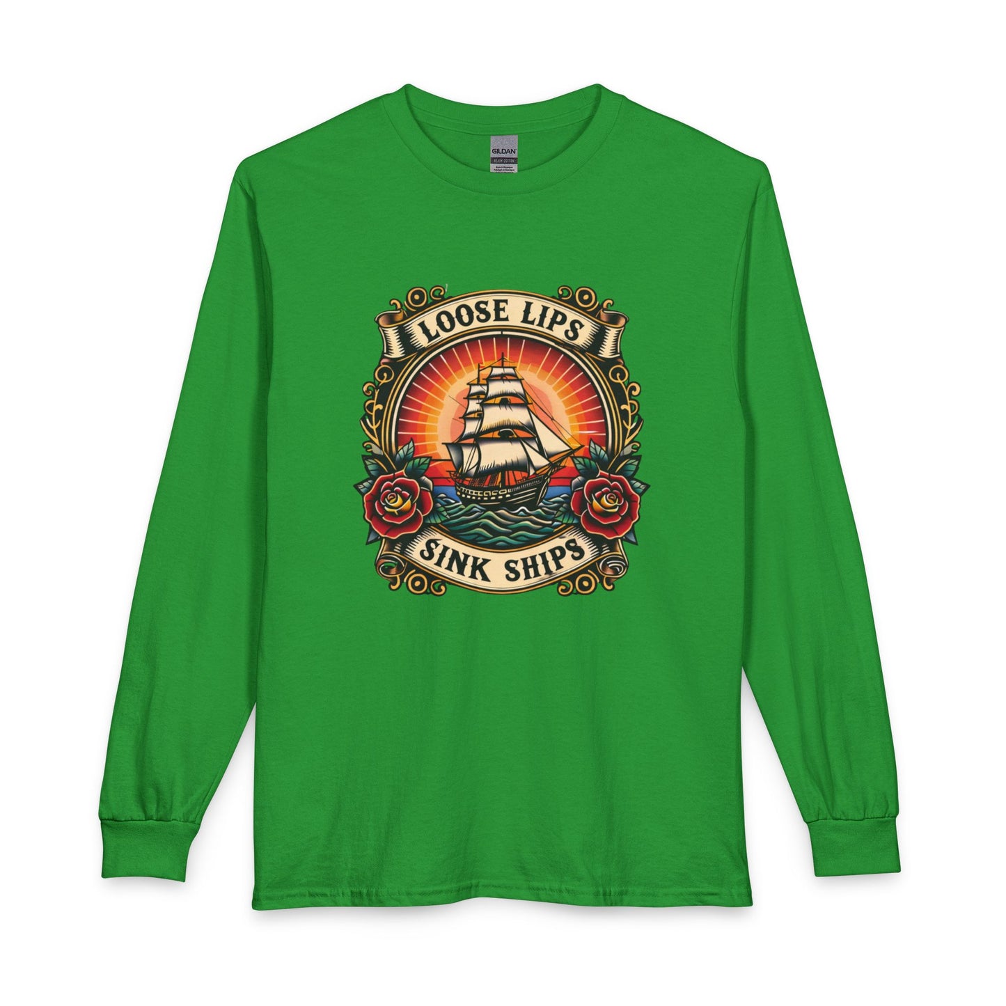NEW Loose Lips Sink Ships Long Sleeve Tee — Vintage Tattoo Graphic
